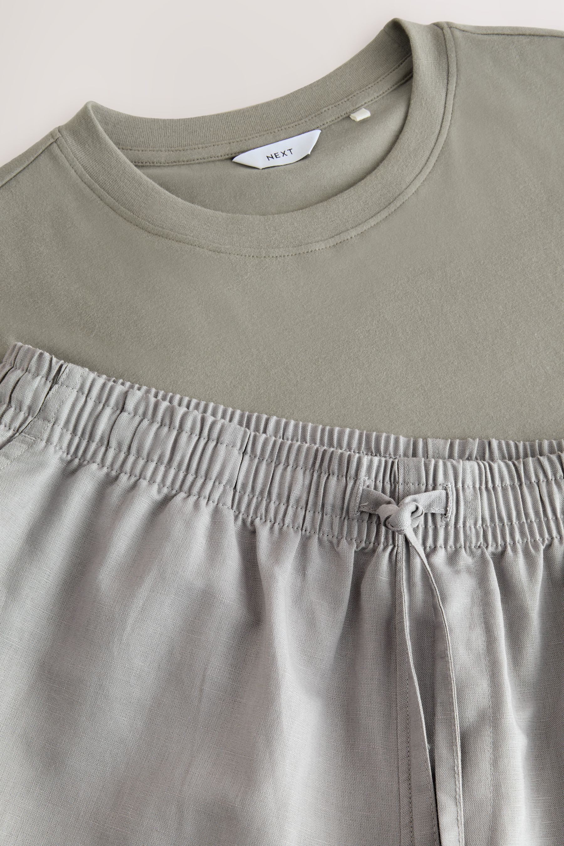 Next Pyjama Kurzer Schlafanzug aus Leinengemisch (2 tlg)