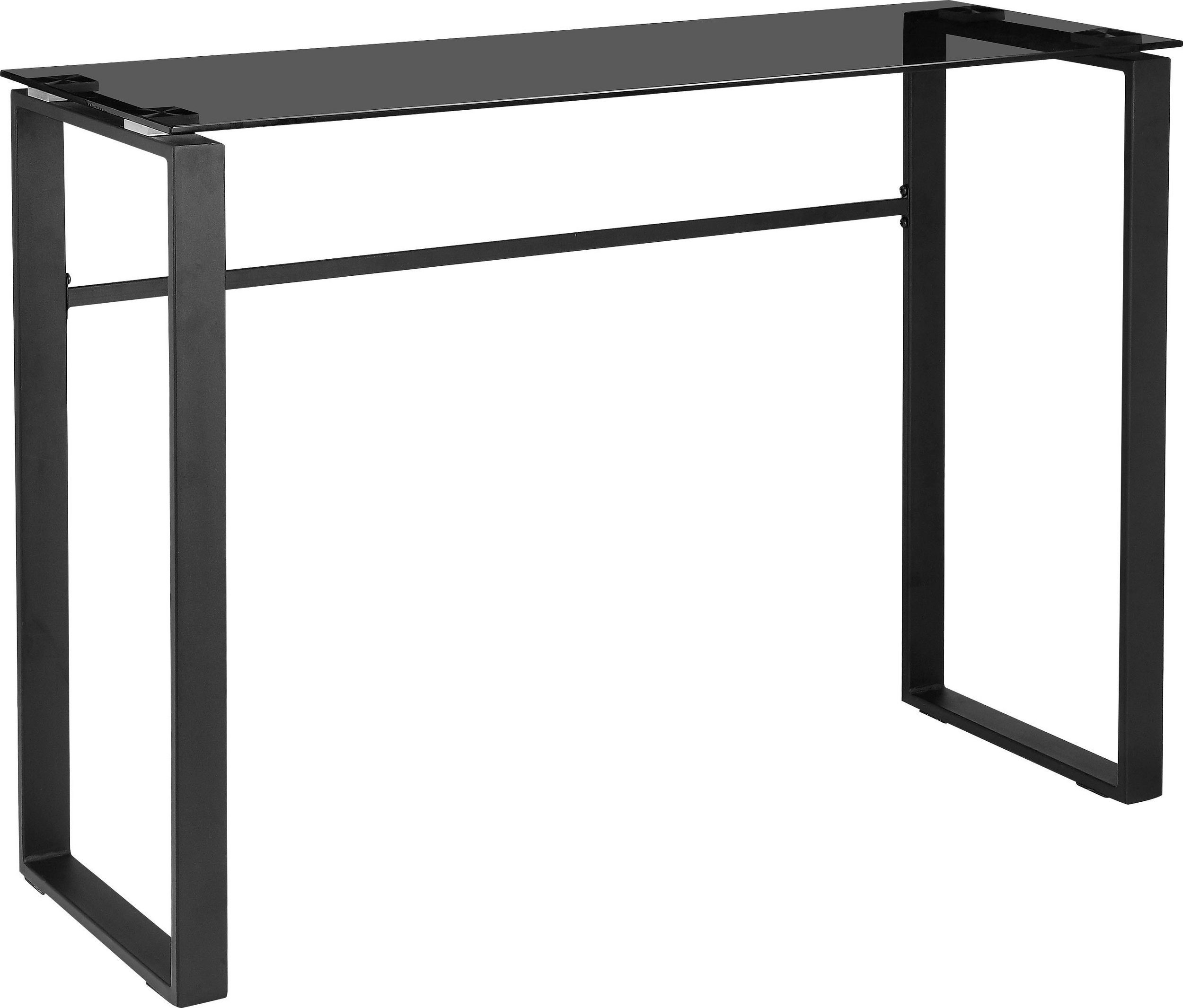 loft24 Konsolentisch Artie, Ablagetisch aus Metall, Tischplatte aus Glas, Länge 110 cm