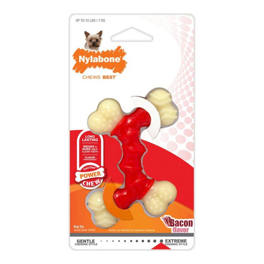 Nylabone Kauspielzeug Beißring für Hunde Extreme Chew Double Bacon Größe M Nylon