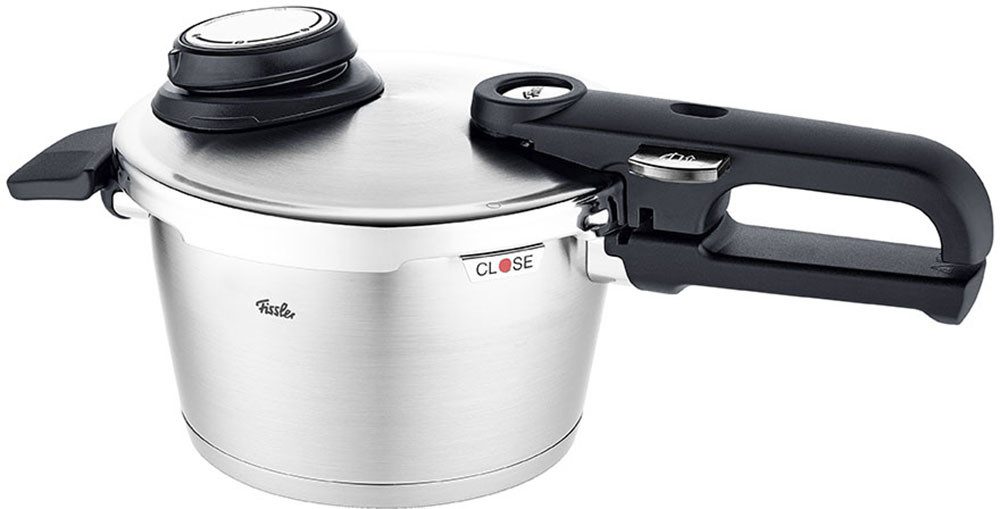 Fissler Schnellkochtopf Vitavit® Premium Edelstahl Dampfkochtopf mit Einsatz Induktion, Edelstahl 18/10 (3-tlg), Verriegelungsanzeige, Einstellbares Abdampfen,  – Bild 4 von 5