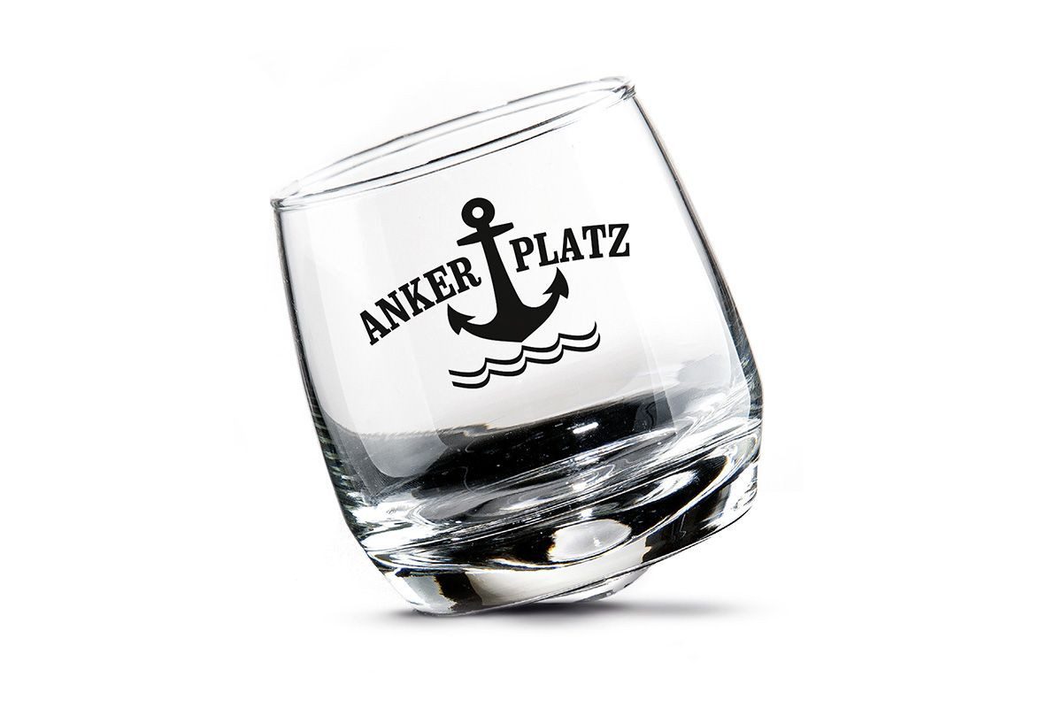 Whiskyglas 2er Set Wackelglas "Ankerplatz" - Maritimes Design für besondere Anläs