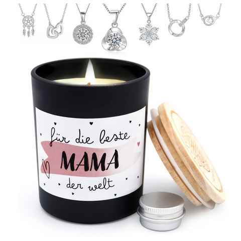 Alster Herz Duftkerze Geburtstagsgeschenk beste Mama, Duftkerzen im Glas mit Schmuck, K001, Sojawachs Schmuckkerzen, mit Schmuck drin, Muttertagsgeschenke