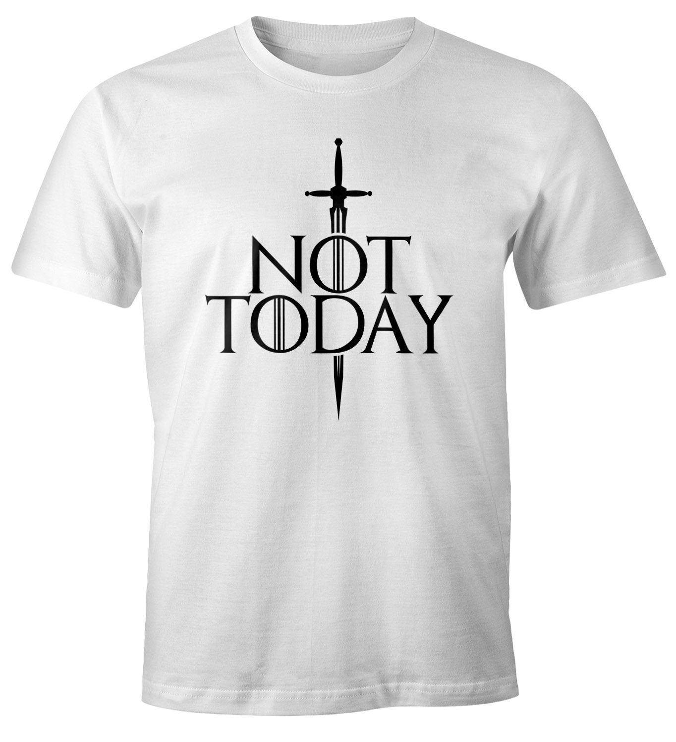 MoonWorks Print-Shirt Herren T-Shirt Not Today Schwert lustige Sprüche Serie Zitat Fun Shirt Moonworks® mit Print weiß