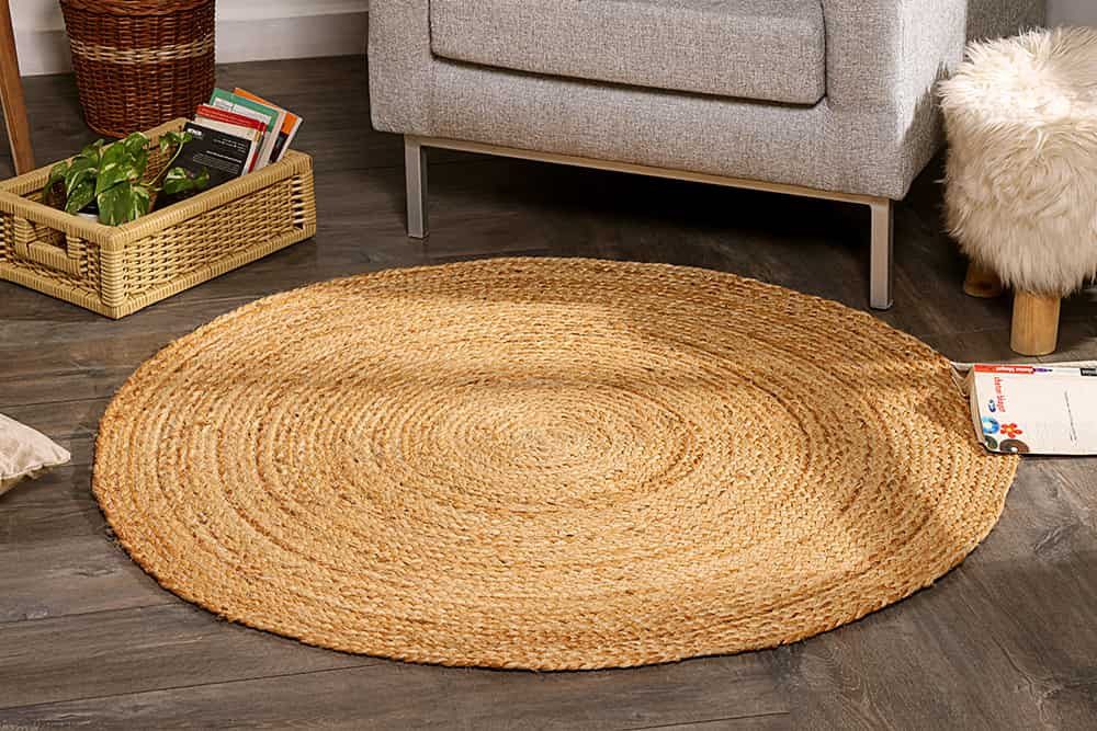 riess-ambiente Teppich PURE NATURE 120cm natur, rund, Höhe: 8 mm, Wohnzimmer · Jute-Naturfaser · handgewebt · Boho Design