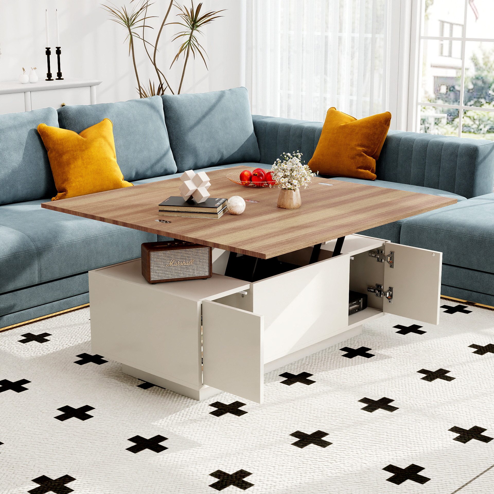 STILVORA Couchtisch Hebbarer-Beistelltisch mit verstecktem Stauraum Essstis günstig online kaufen