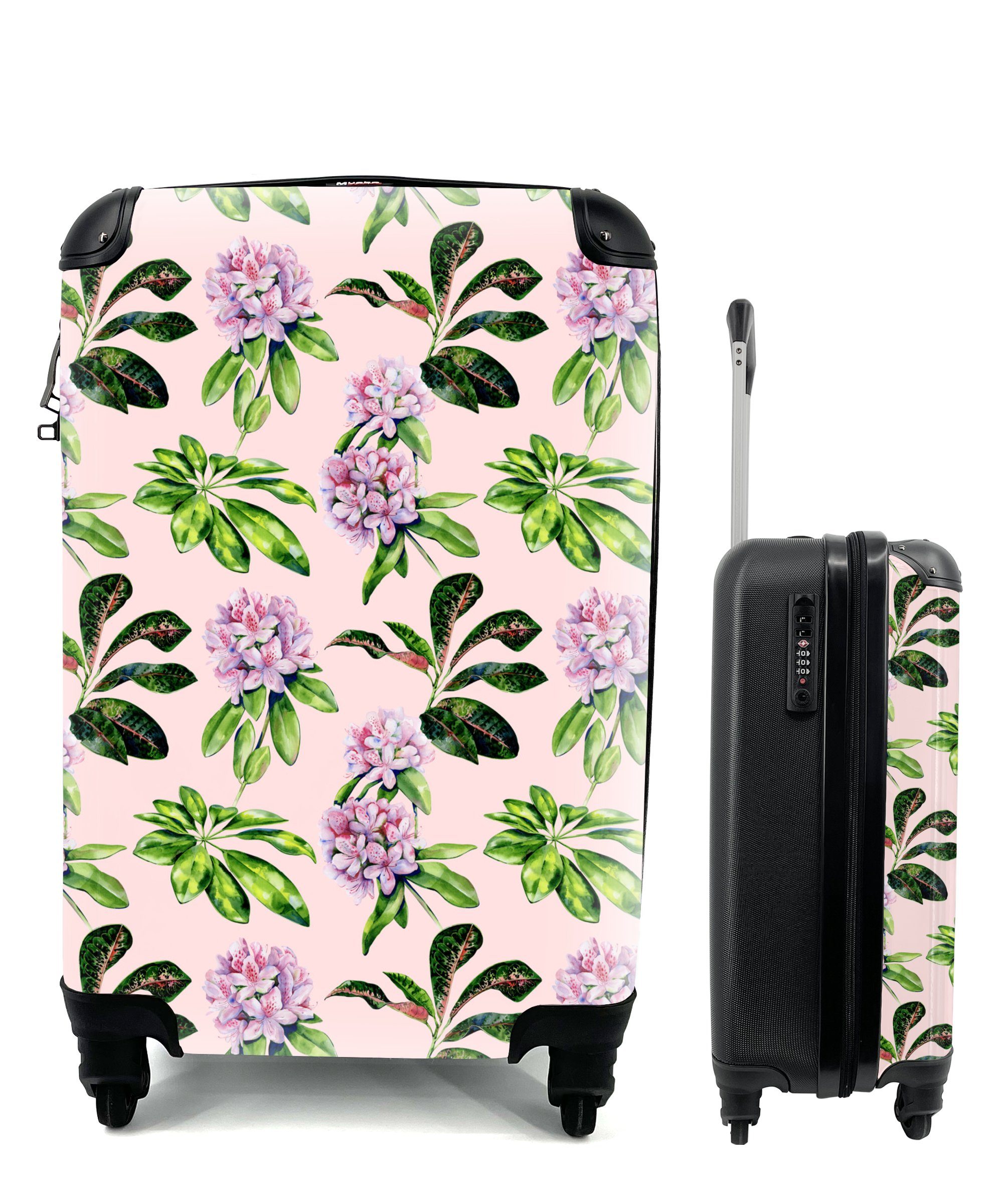 MuchoWow Handgepäckkoffer Blumen - Hortensie - Muster, 4 Rollen, Reisetasche mit rollen, Handgepäck für Ferien, Trolley, Reisekoffer