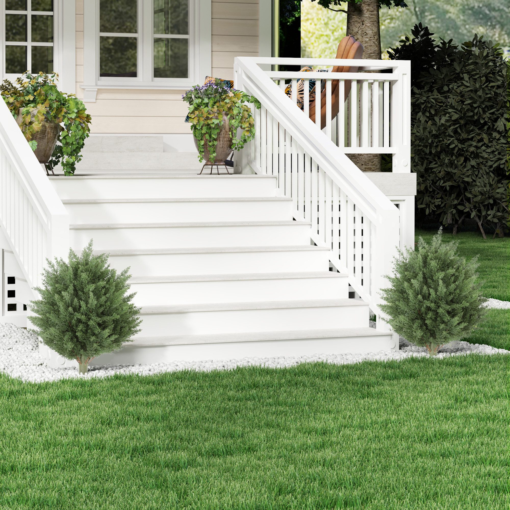 Kunstpflanze 2er-Set Künstliche Pflanzen, UV-beständig, 387 Blätter, Erdspieß Zypresse, HOMCOM, Höhe 60 cm, für Wohnzimmer, Schlafzimmer, Büro, Garten, Grün