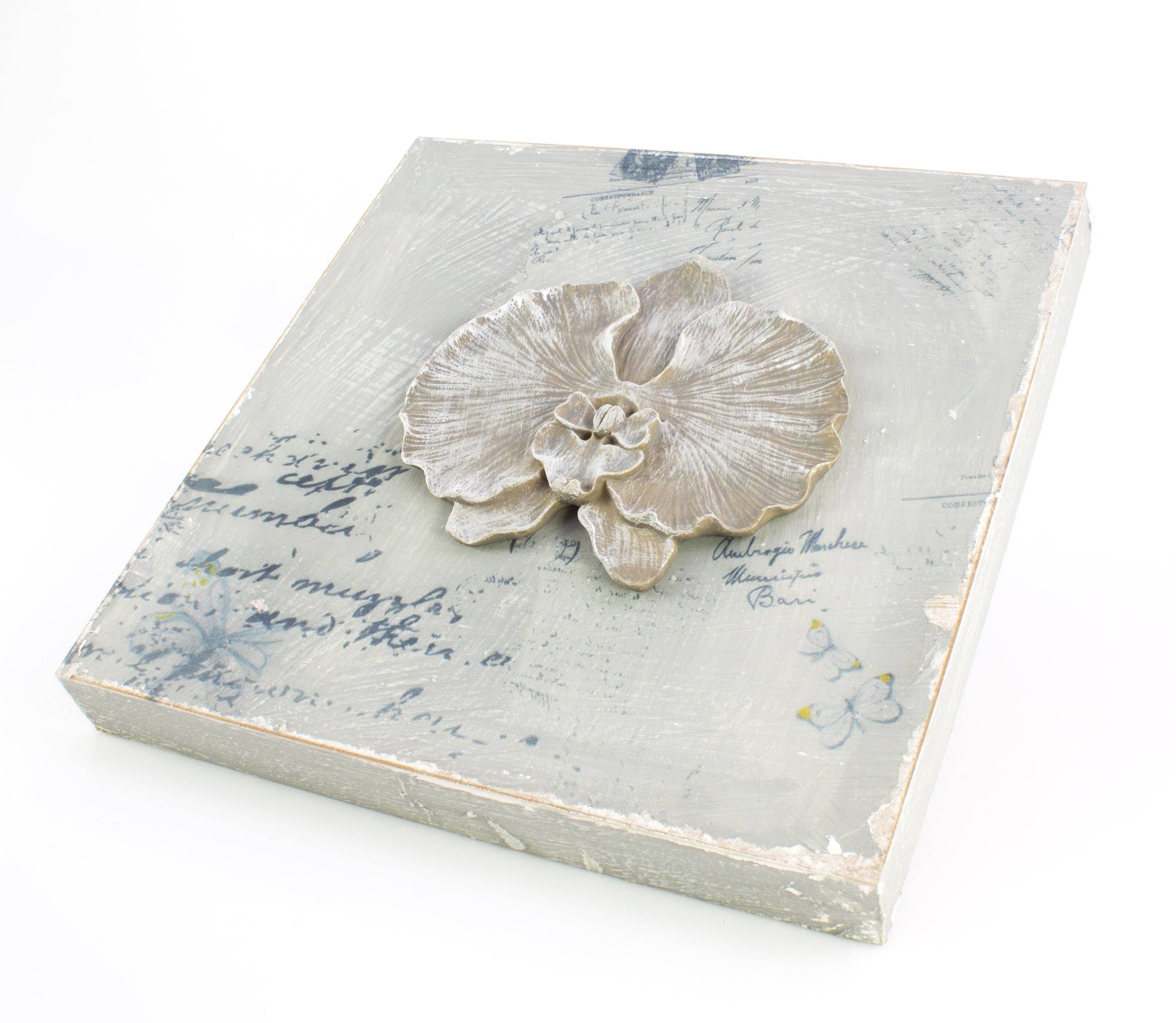 INNA-Glas Wandbild Deko Bild Phalaenopsis Orchidee, hellgrau, 32x32cm