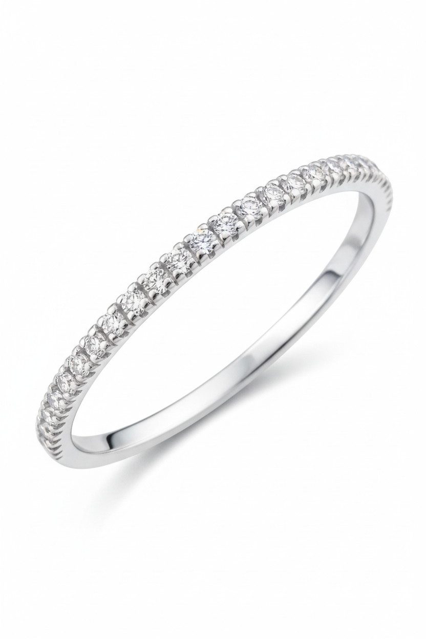 Fingerring Silberner Linienring mit Zirkonia