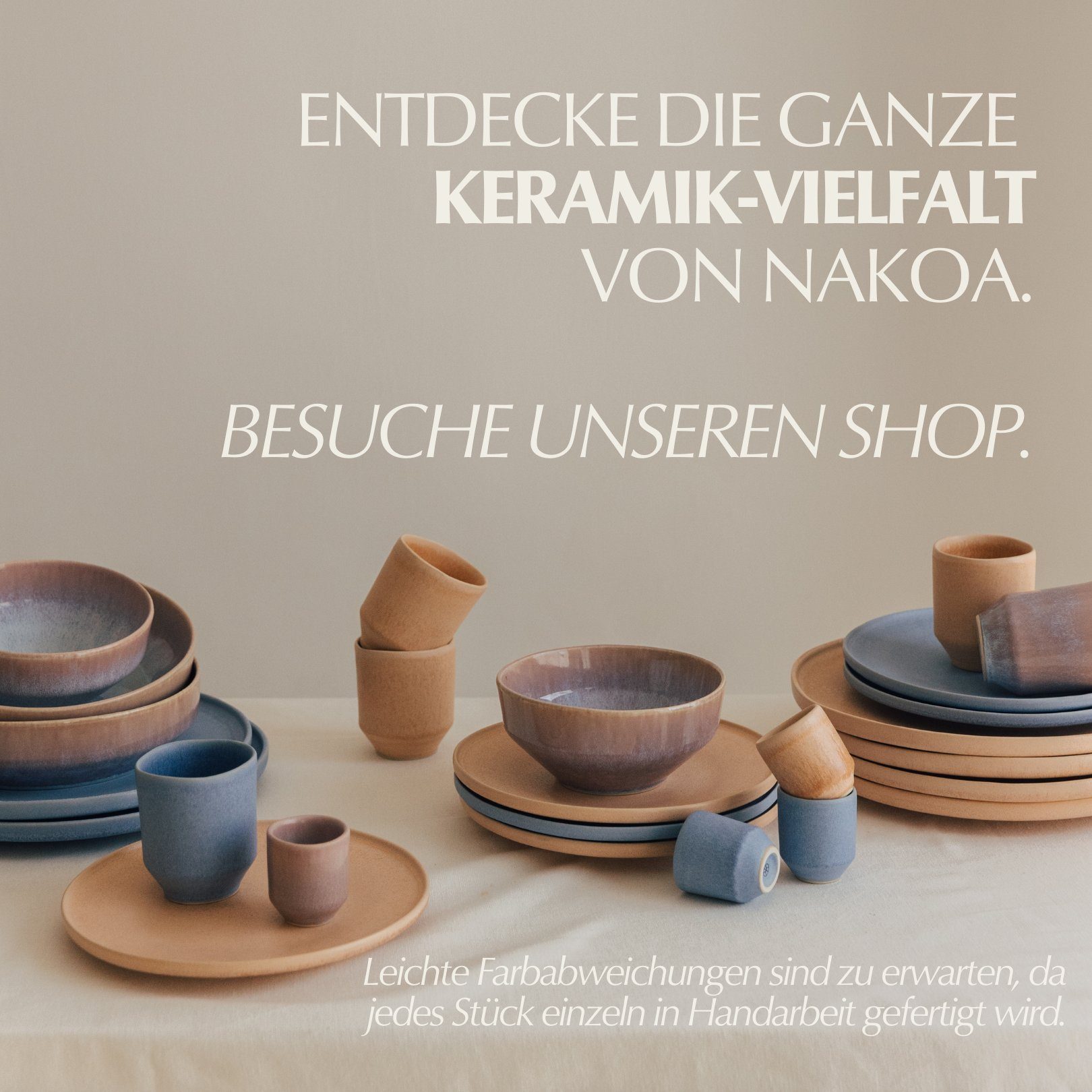 Keramik 4er Teller, NAKOA Kleine Desserrteller Set, Dessertteller NAKOA cm 22,5x2,5 SunnyPeach