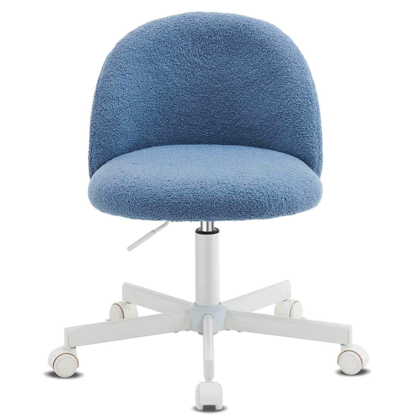 VINGLI Drehstuhl mit Rollen, Schminktisch Stuhl, Bürostuhl Höhenverstellbar, Schreibtischstuhl für Schlafzimmer, Homeoffice, Teddystoff