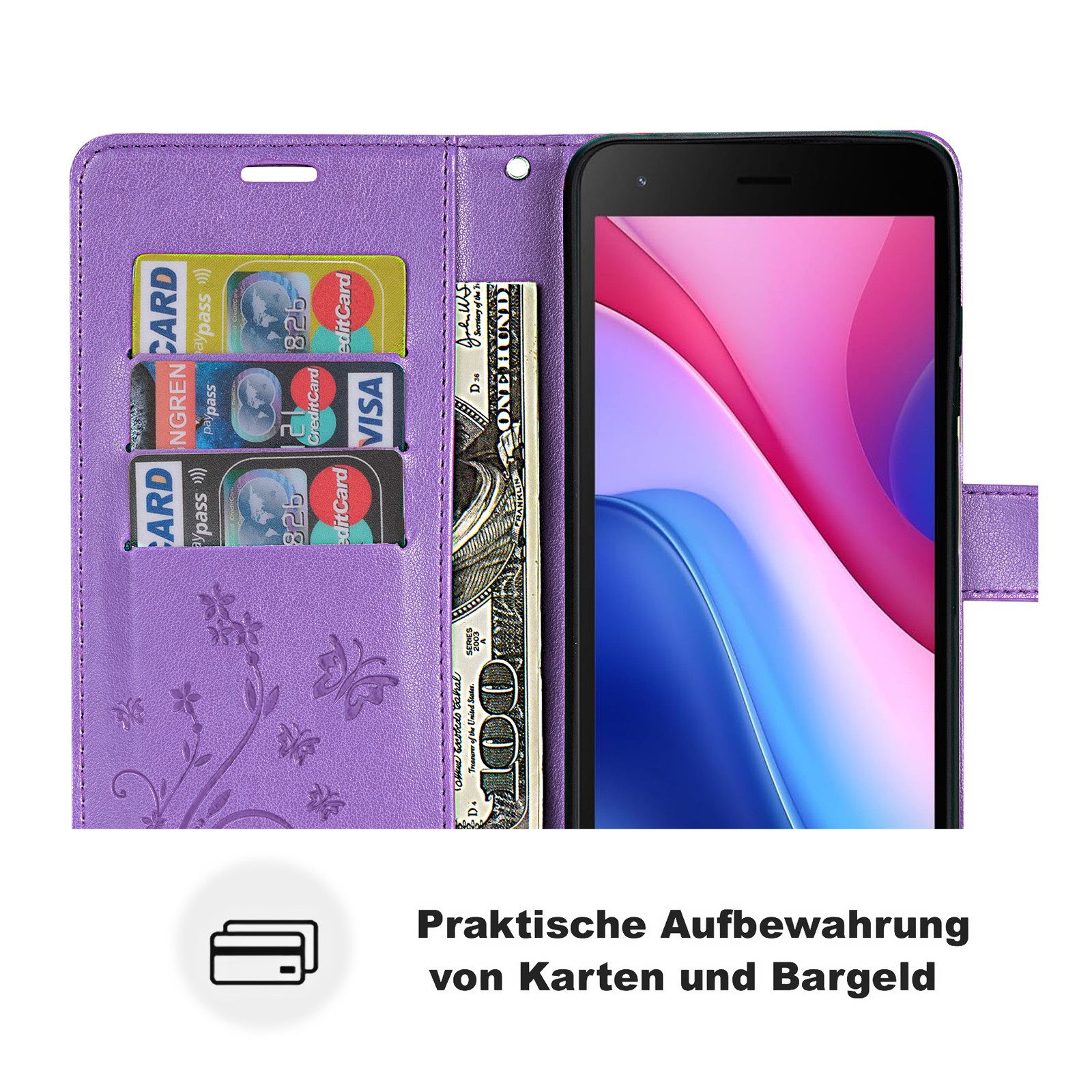 betterfon Smartphone-Hülle Handytasche für ZTE Blade A35 Lite Handyhülle Klapphülle, Bookstyle-Hülle: Magnetverschluss 3 Kartenfächer & Standfunktion – Bild 4 von 5