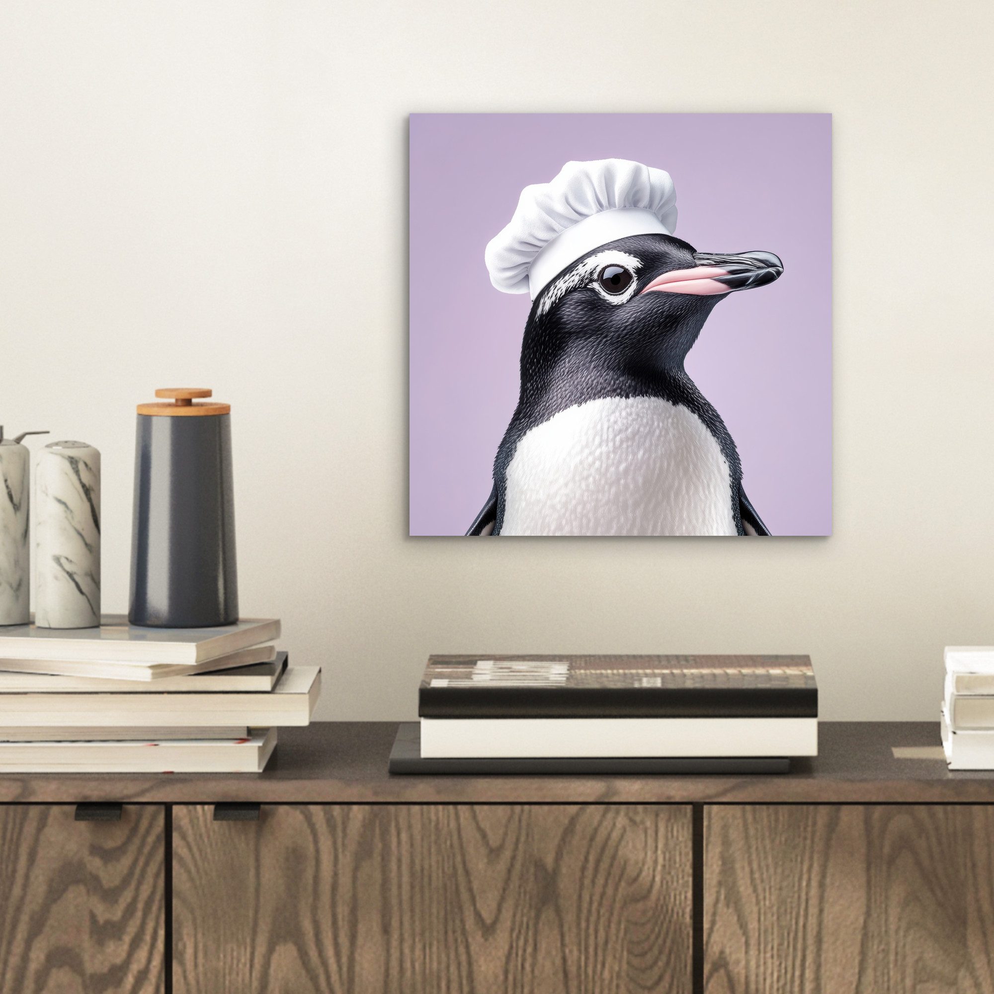 MuchoWow Metallbild Pinguin - Kochmütze - günstig online kaufen