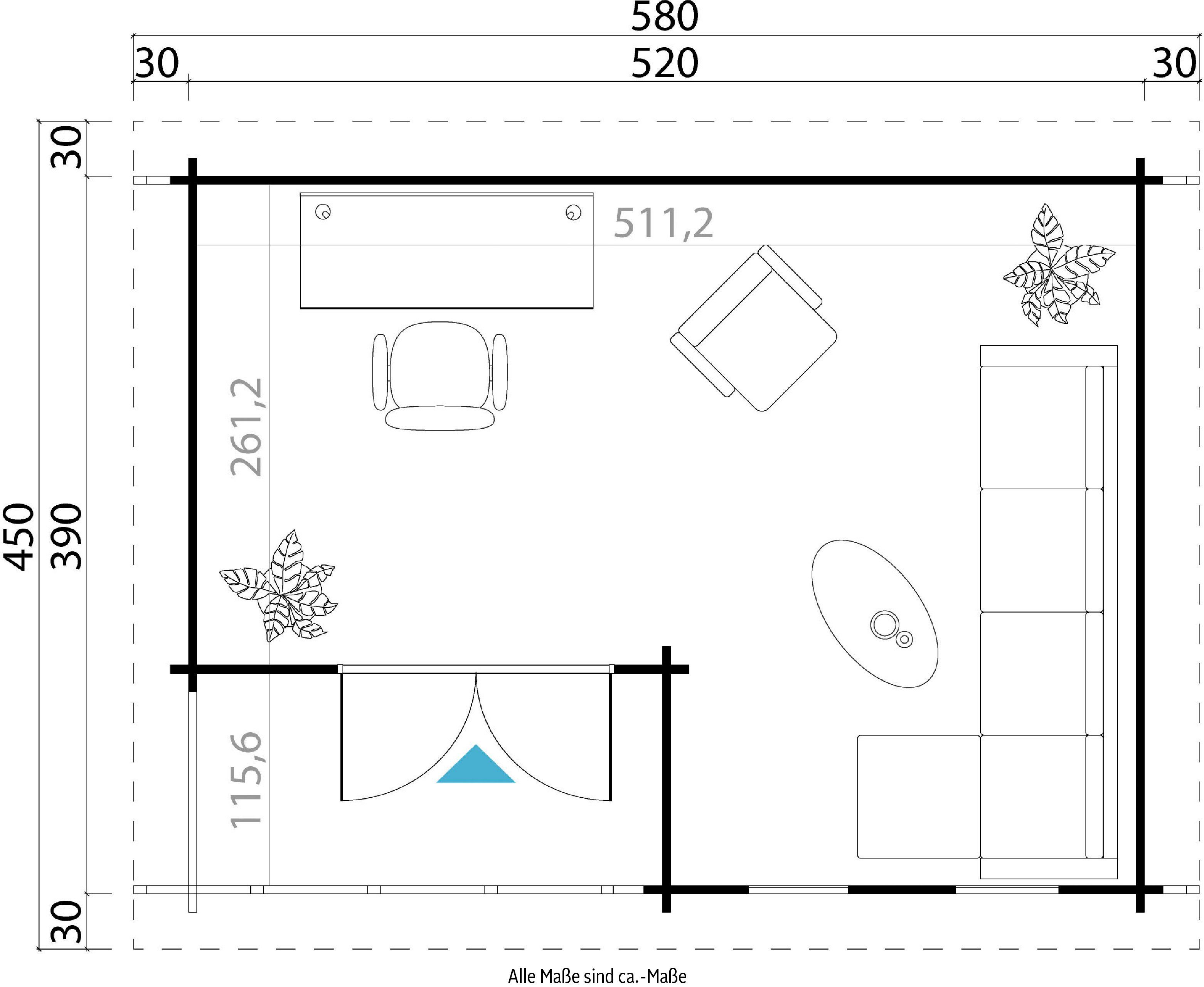 zum inkl. BxT: Gartenhaus verlegen) LASITA MAJA 580x450 Fussbodenbretter ORKNEY, (Set, cm, lichtgrau