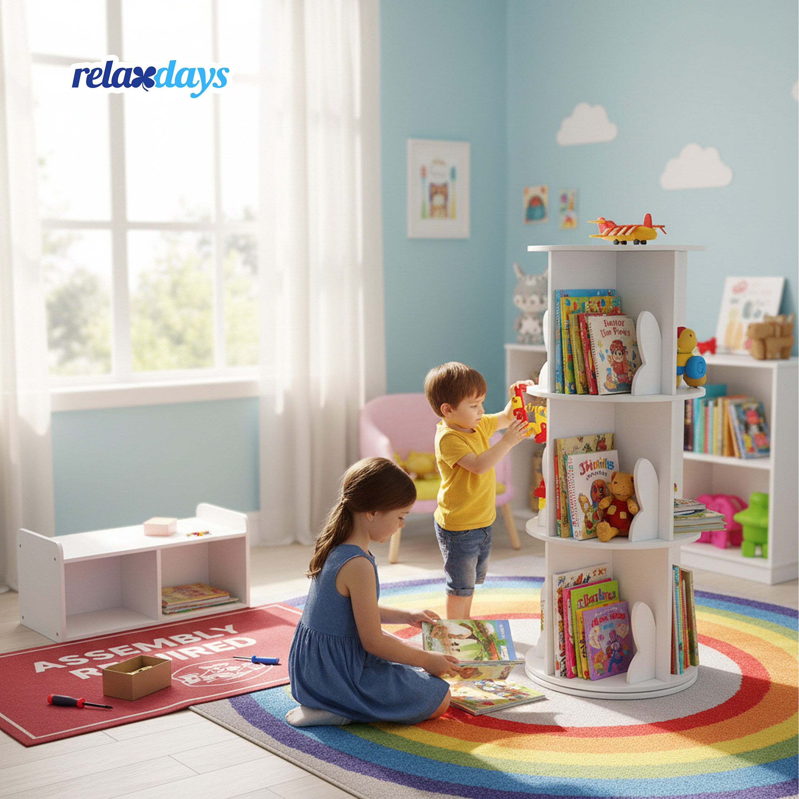 relaxdays Bücherregal Drehbares Bücherregal für Kinder, 1-tlg. – Bild 2 von 5