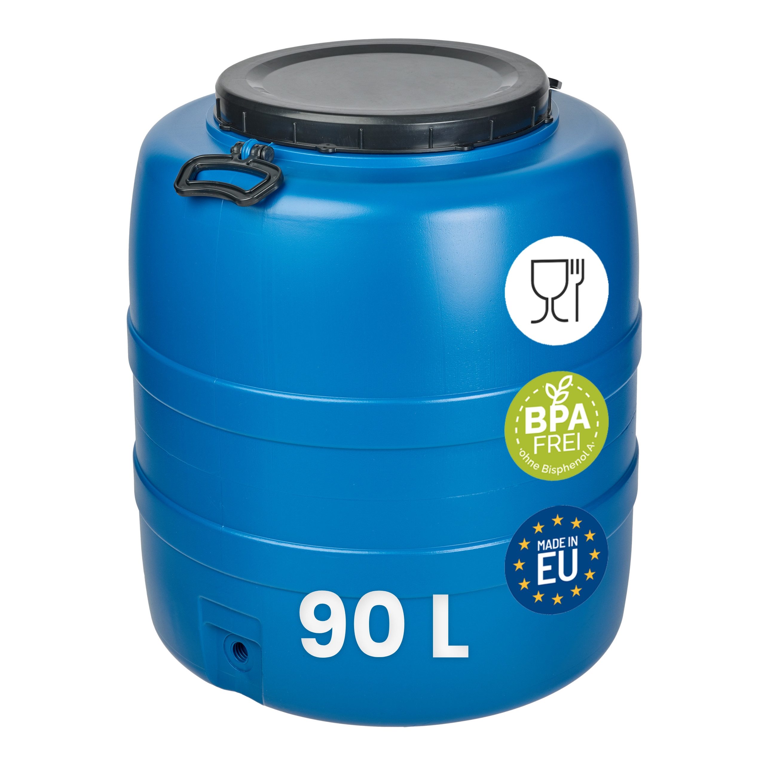 Garronda Regentonne 90 L Weithalsfass aus HDPE Kunststofffass und Wasserbehälter GD-0186, 90 l, (1-tlg., ohne Hahn)