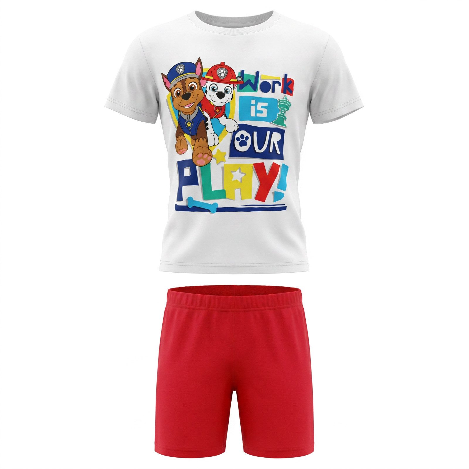 PAW PATROL Schlafanzug Paw Patrol Kinder kurzarm Schlafanzug Pyjama Nachtwäsche (Packung) Gr. 98 bis 128 - 100% Baumwolle
