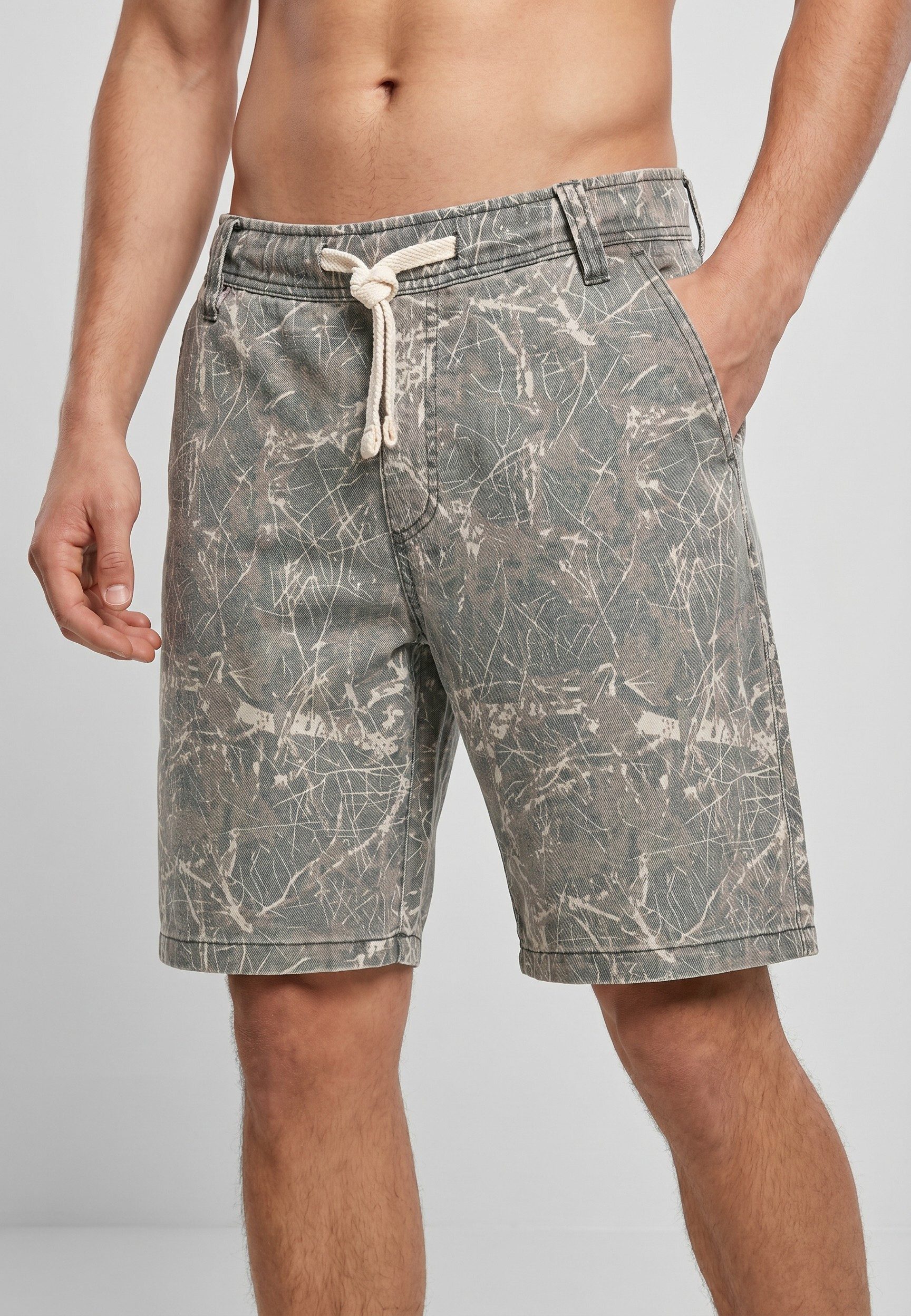 Eight2Nine Shorts Herren Baggy Shorts mit Marmor-Muster Baumwoll-Twill, Allover Muster