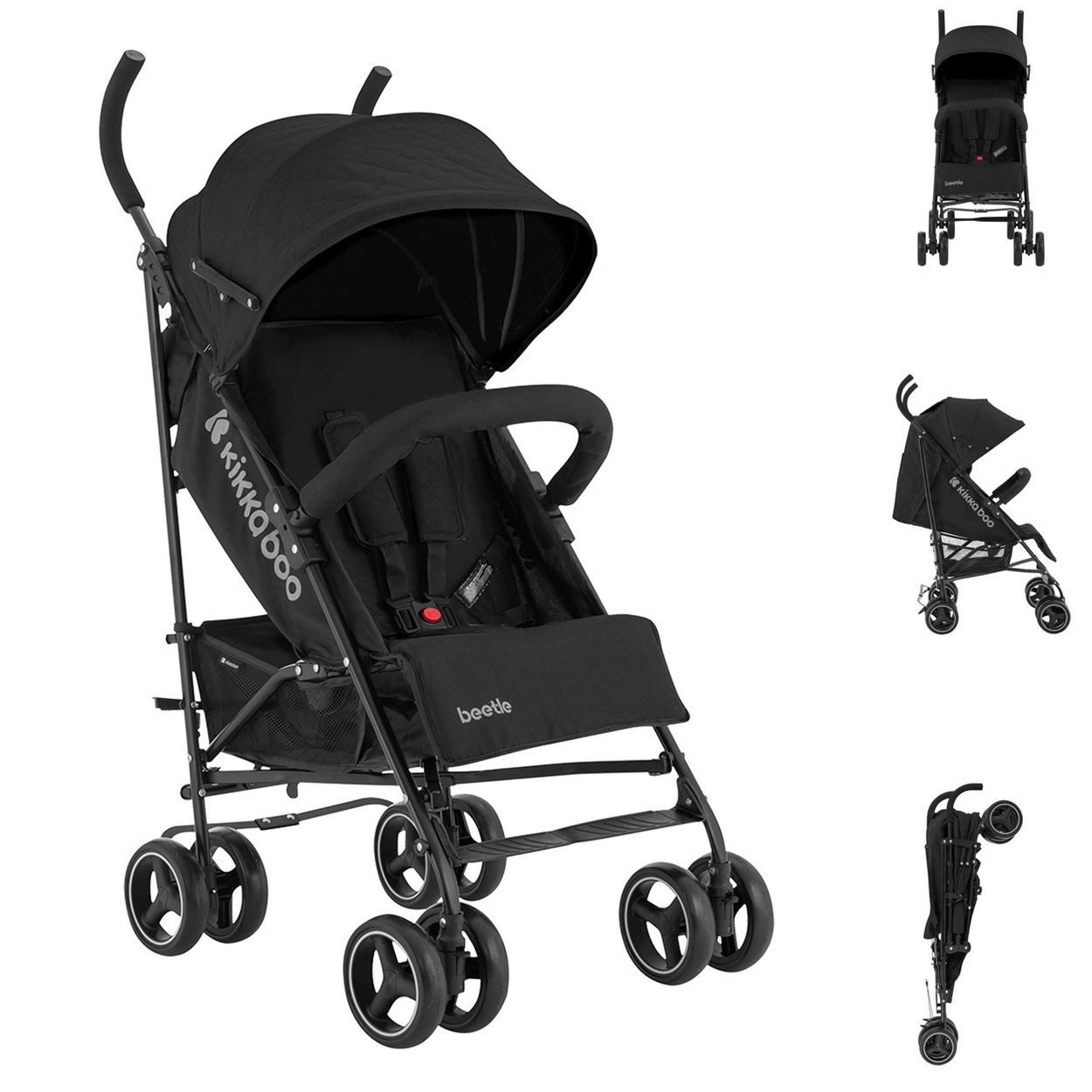 Kikkaboo Kinder-Buggy Kinderwagen Käfer Stahlrahmen, Stahlrahmen, Korb, abnehmbare Vorderräder, Fußstütze