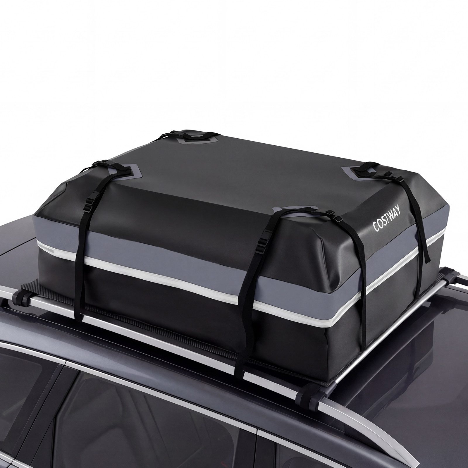 COSTWAY Dachbox, 450L, wasserdicht, tragbar, mit 6 Türhaken & Schloss