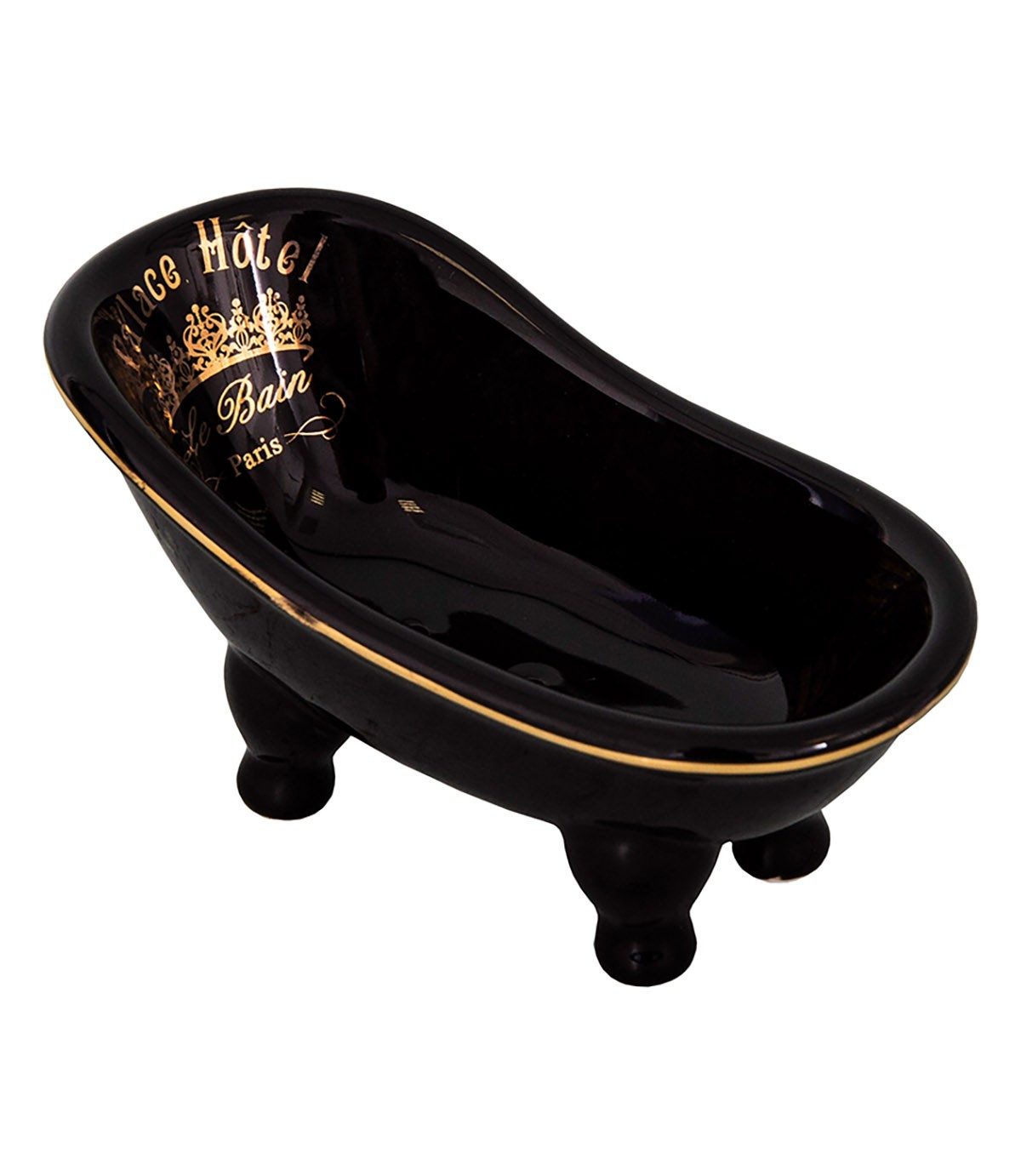 AnticLine Seifenschale Antic Line Seifenschale Schwarz mit Goldener Aufschrift aus Stein