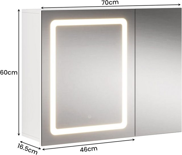 MSMASK Spiegelschrank Spiegelschrank mit 2 LED Streifen, 3 Farbtemperatur D günstig online kaufen
