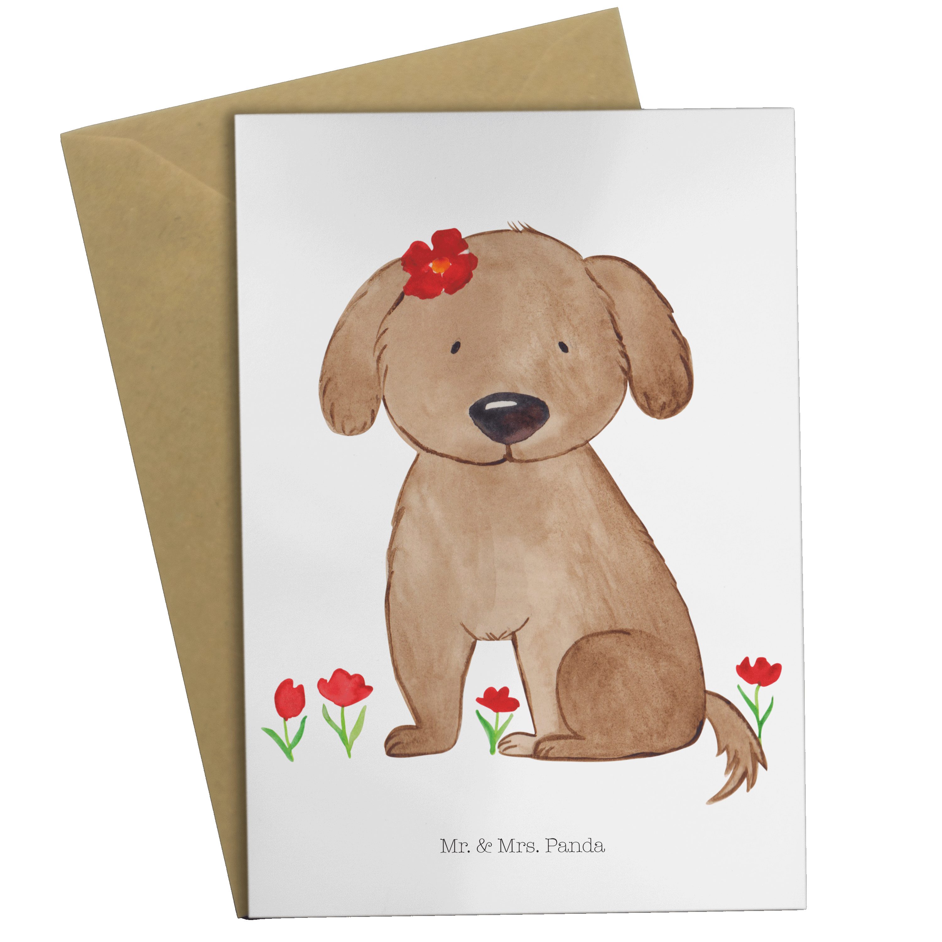 Mr. & Mrs. Panda Grußkarte Hund Hundedame - Weiß - Geschenk, Hundebesitzer, Hundeglück, Hunderas
