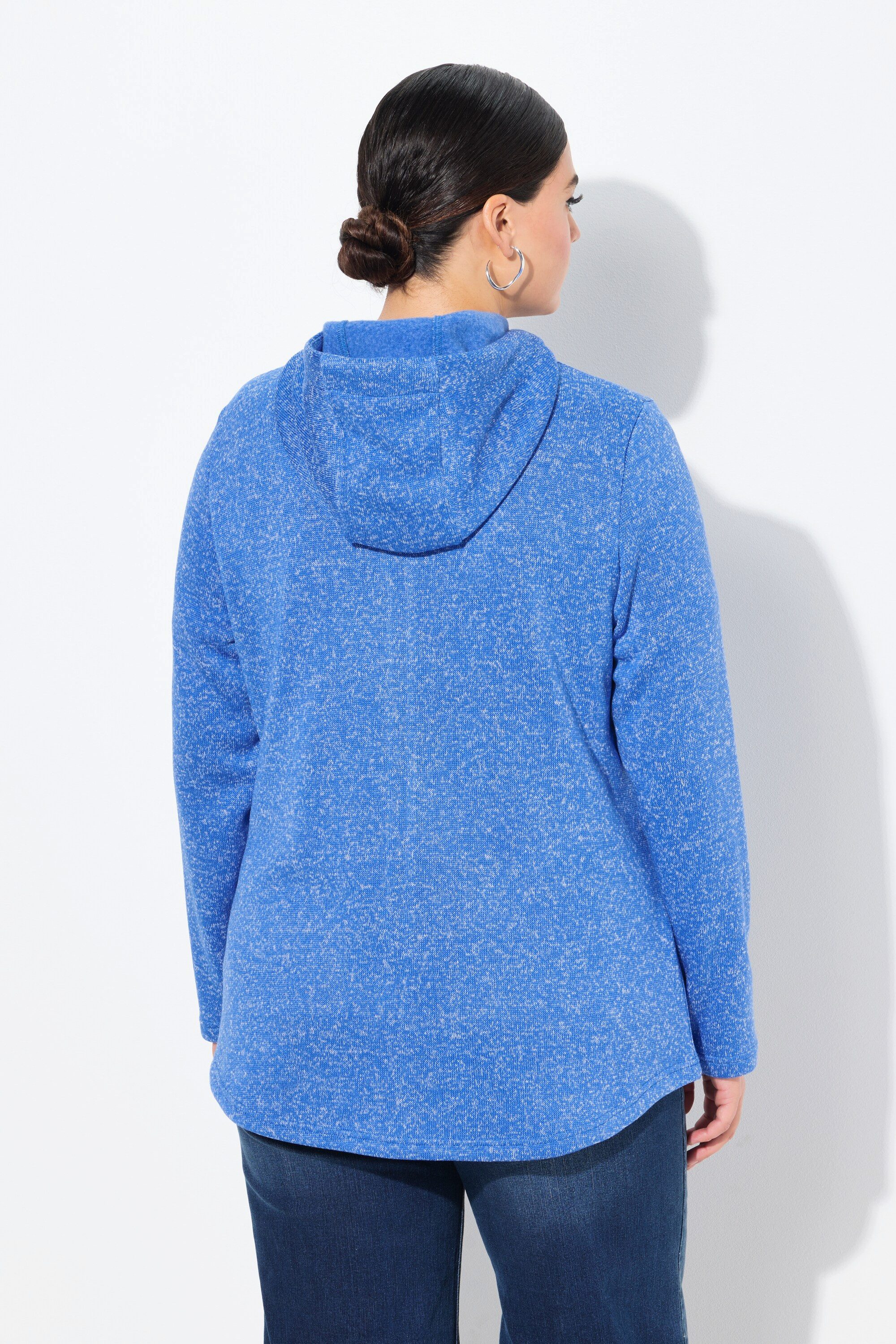 Ulla Popken Sweatjacke Strickfleece-Jacke Kapuze Reißverschlusstaschen