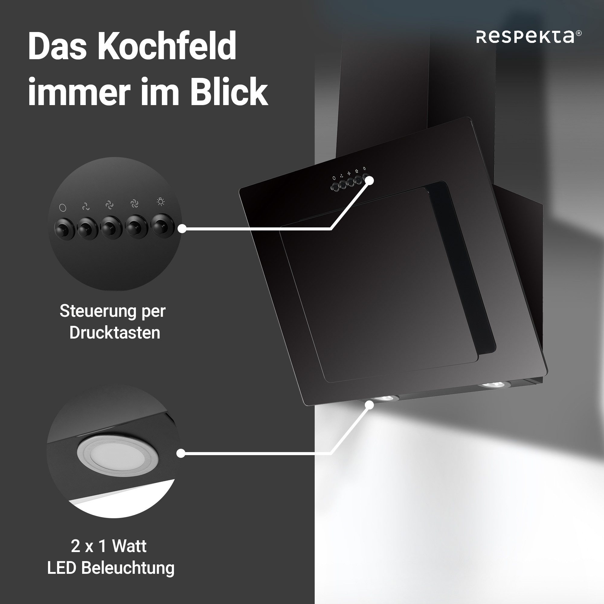 RESPEKTA Kopffreihaube Leila Leila, EEK: B; 60 cm; LED Beleuchtung; 3 Leistungsstufen