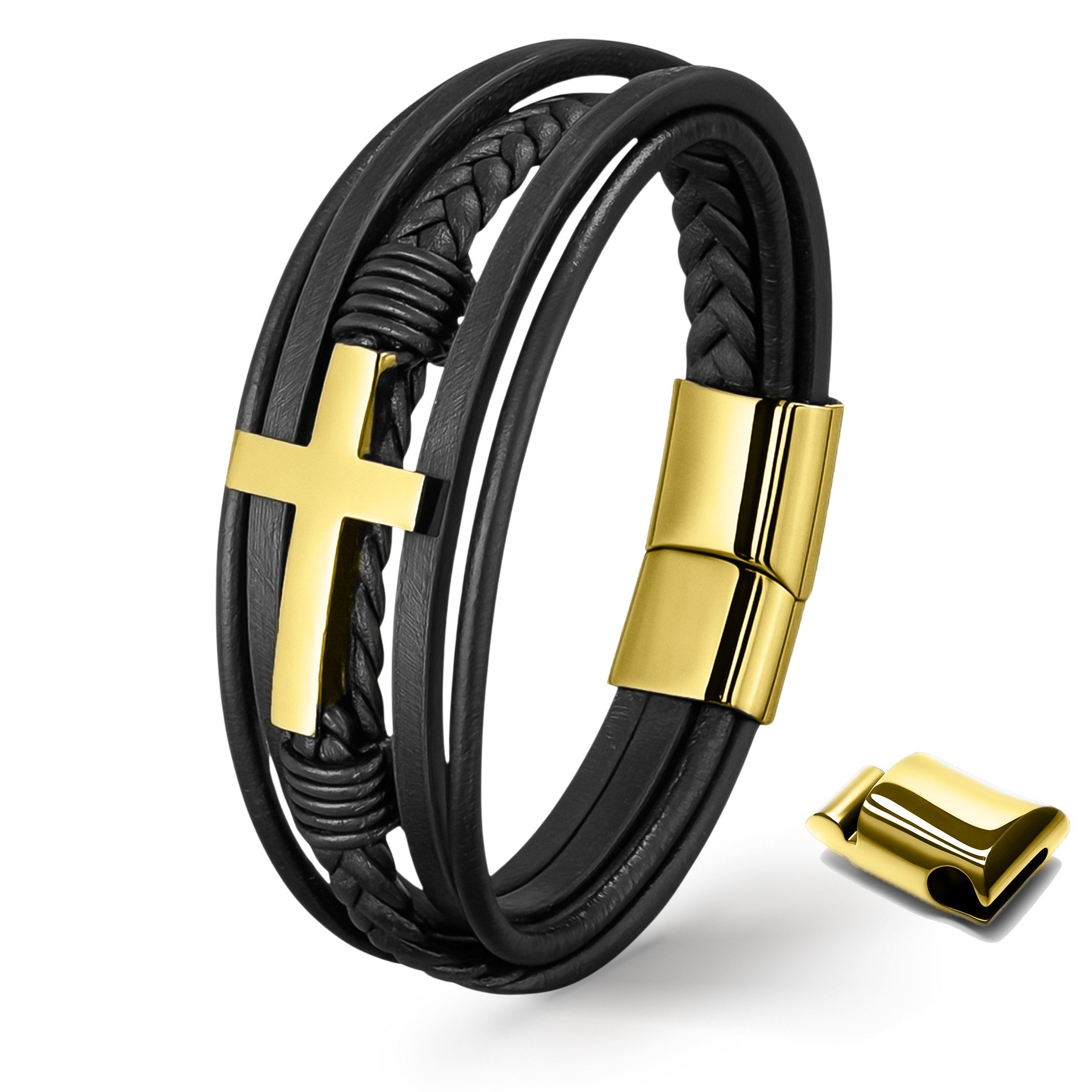 UNIQAL.de Lederarmband HEAVEN – Kreuzarmband aus Edelstahl, Symbol für Glau günstig online kaufen