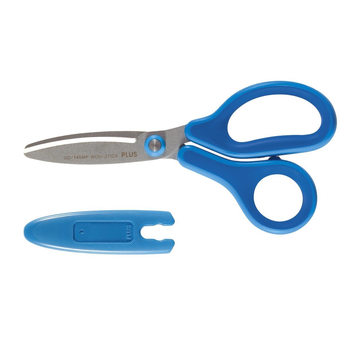 PLUS JAPAN Papierscheren Kinderschere Fitcut Curve - 14,5 cm blau rund inkl. Klingenschutz und
