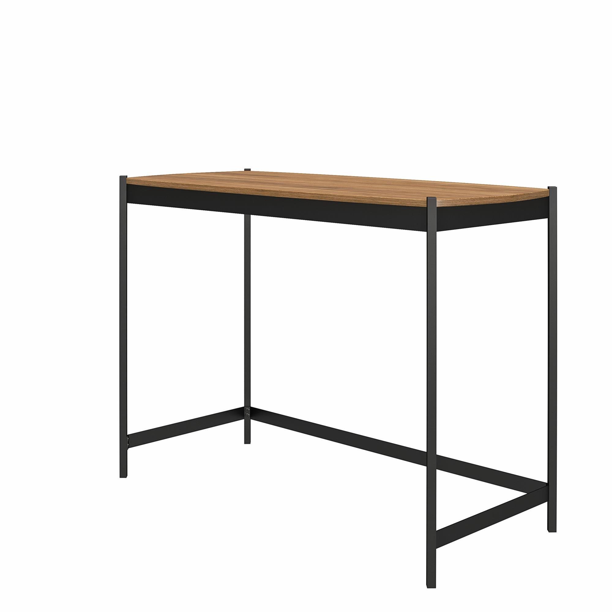 Schreibtisch Tallulah, modernes grau 106 Breite Holzoptik, cm Design, loft24 Metallbeine,
