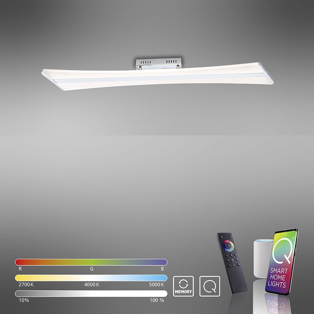 Paul Neuhaus Smarte LED-Leuchte LED Deckenlampe Smart Home Q - RILLER, Smart Home, RGB-Farbwechsel, Dimmfunktion, Memoryfunktion, mit Leuchtmittel, Zigbee, Alexa-tauglich, steuerbar über gängige APP´s, dimmbar
