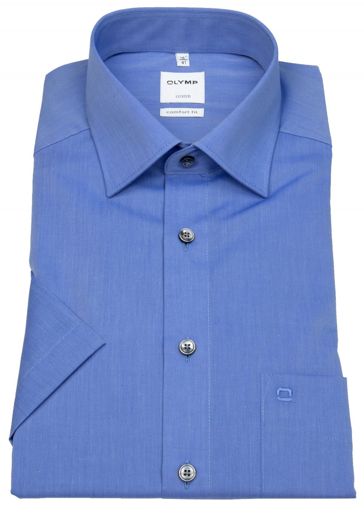 Kentkragen OLYMP Fit Kurzarmhemd Comfort blau