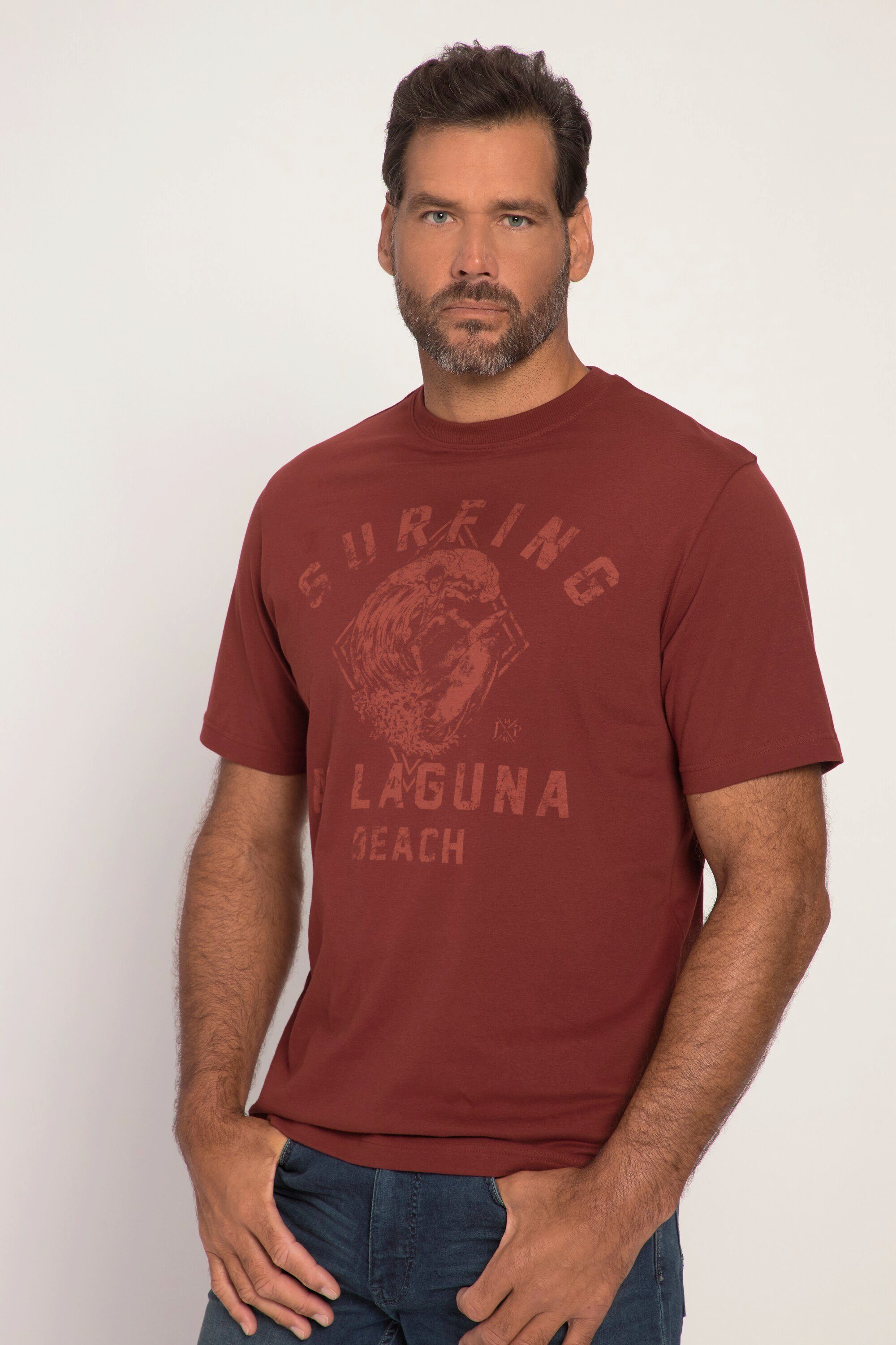 JP1880 T-Shirt T-Shirt Halbarm Surfing Print Rundhals