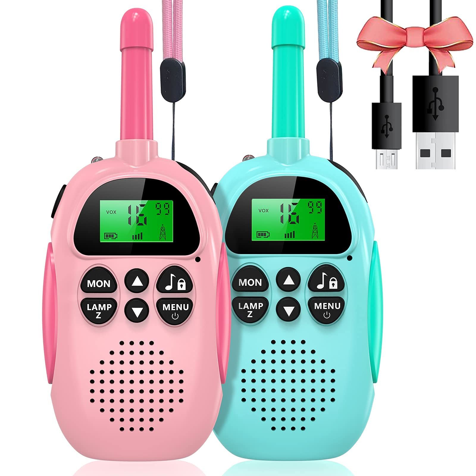 Walkie Talkie Wiederaufladbare Walkie Talkies für Kinder, mit LCD-Taschenlampe
