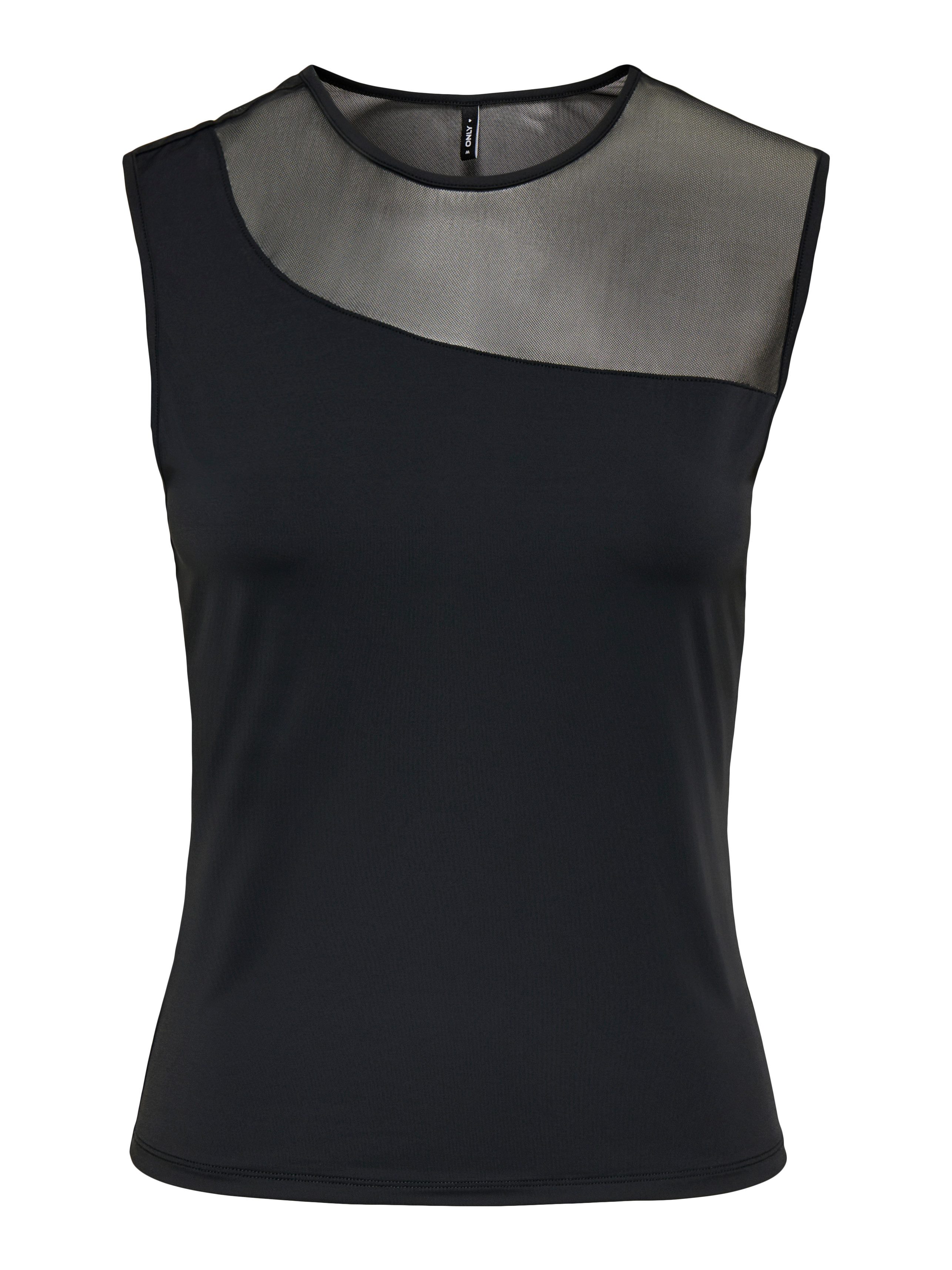 ONLY Rundhalsshirt ONLTABY S/L ASYMMETRIC MESH TOP CS JRS Materialmix, eng geschnitten
