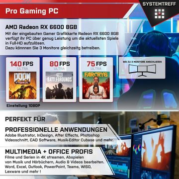 SYSTEMTREFF Basic Gaming-PC (AMD Ryzen 3 4100, Radeon RX 6600, 16 GB RAM, 512 GB SSD, Luftkühlung, Windows 11, WLAN)