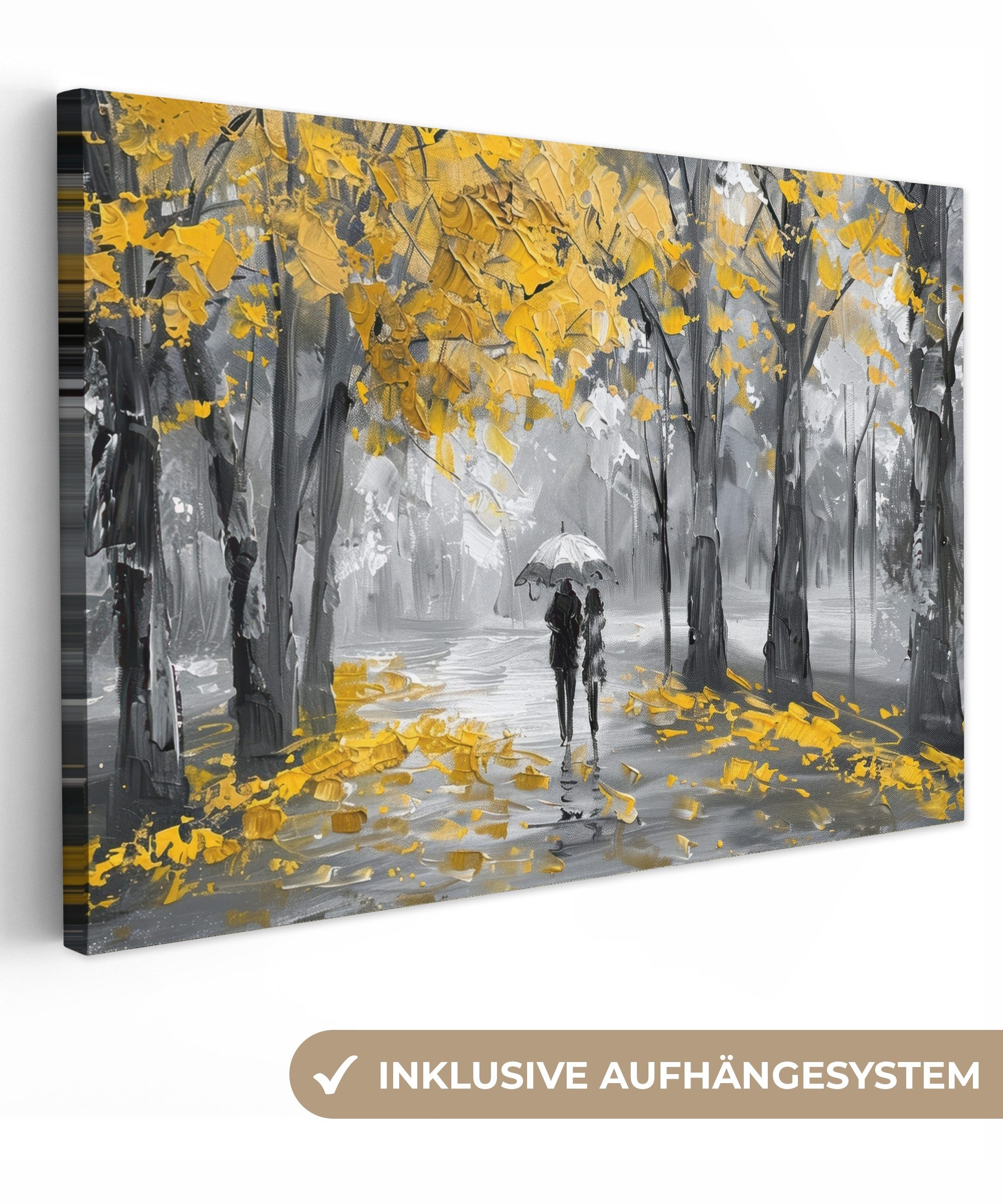OneMillionCanvasses® Leinwandbild Natur - Gelb - Park - Schwarz - Weiß, Fot günstig online kaufen