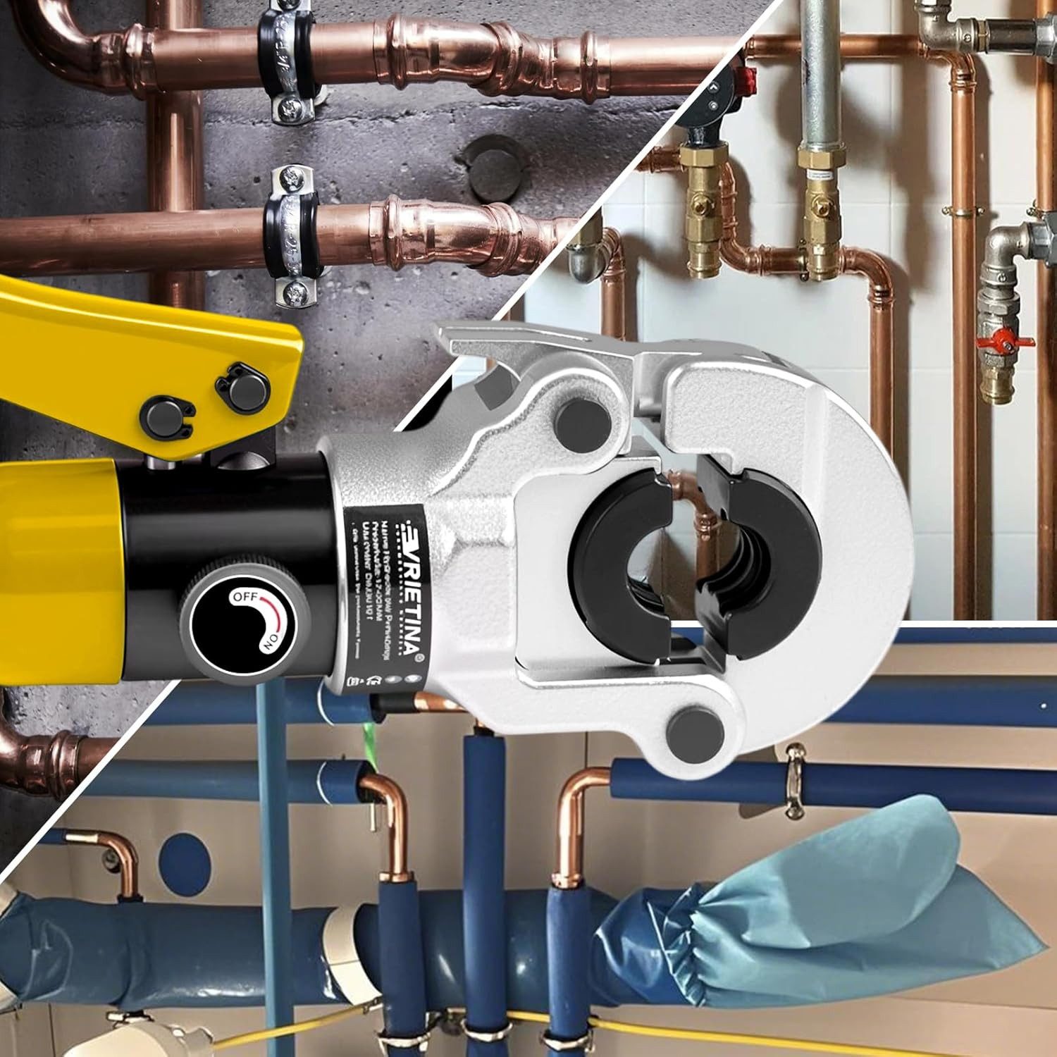 XERSEK Kneifzange Presszange Handpresszange V-Kontur TH-Kontur f. Kupferrohr Verbundrohr, mit Rohrabschneider mit V12 V15 V18 V22 V28, & TH16 TH20 TH26 TH32