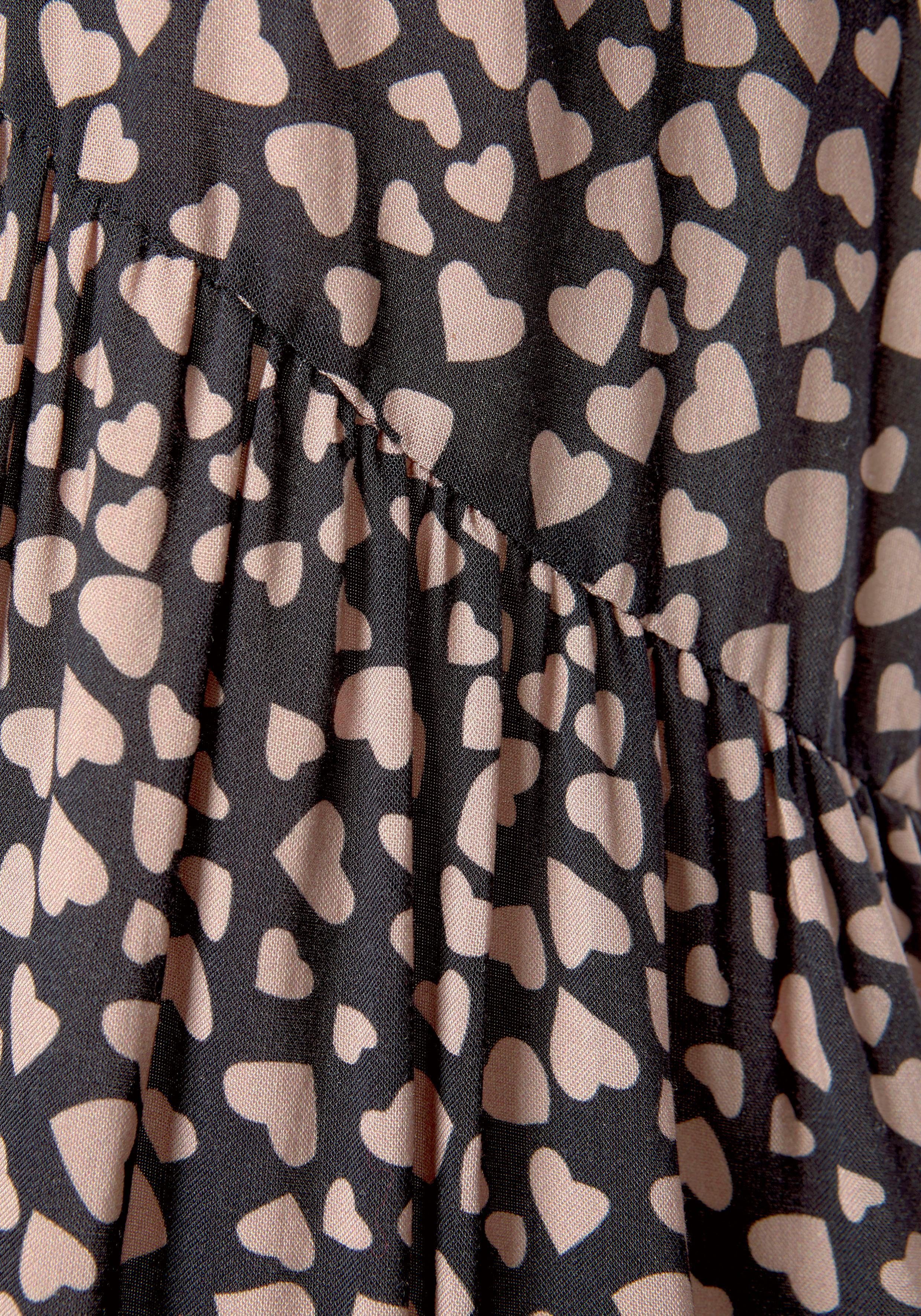 LASCANA Blusenkleid Herzchenprint mit