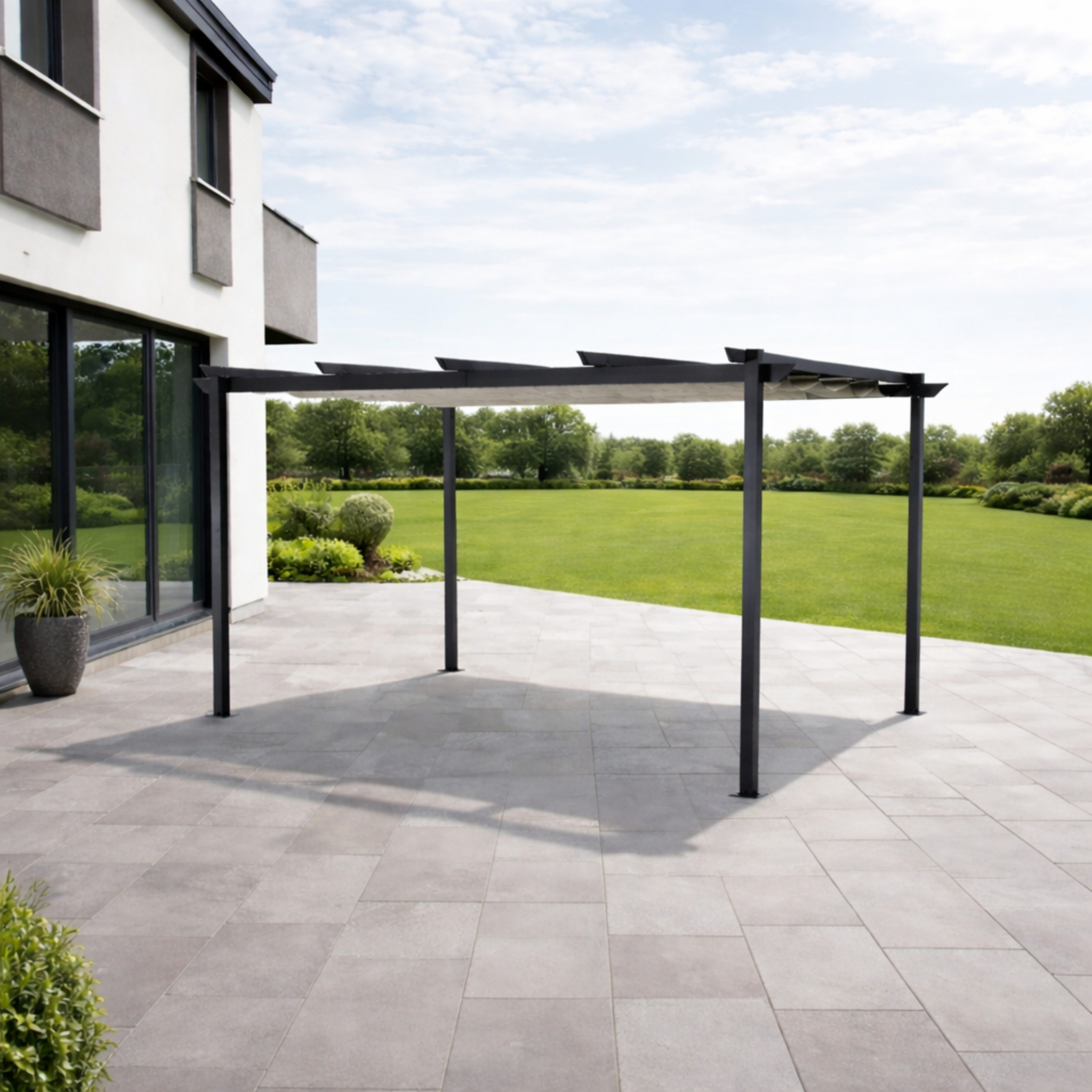 Leco Pergola Pergola – stilvolle Aluminium Pergola 4 x 3 m, BxTxH: 400x300x225 cm, Gestell aus Aluminium und Stahlrohr pulverbeschichtet