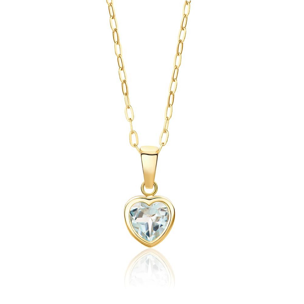 Herzkette MA9022N für Damen aus 9K (375) Gelbgold Herz mit blauem Topas 0,97 ct