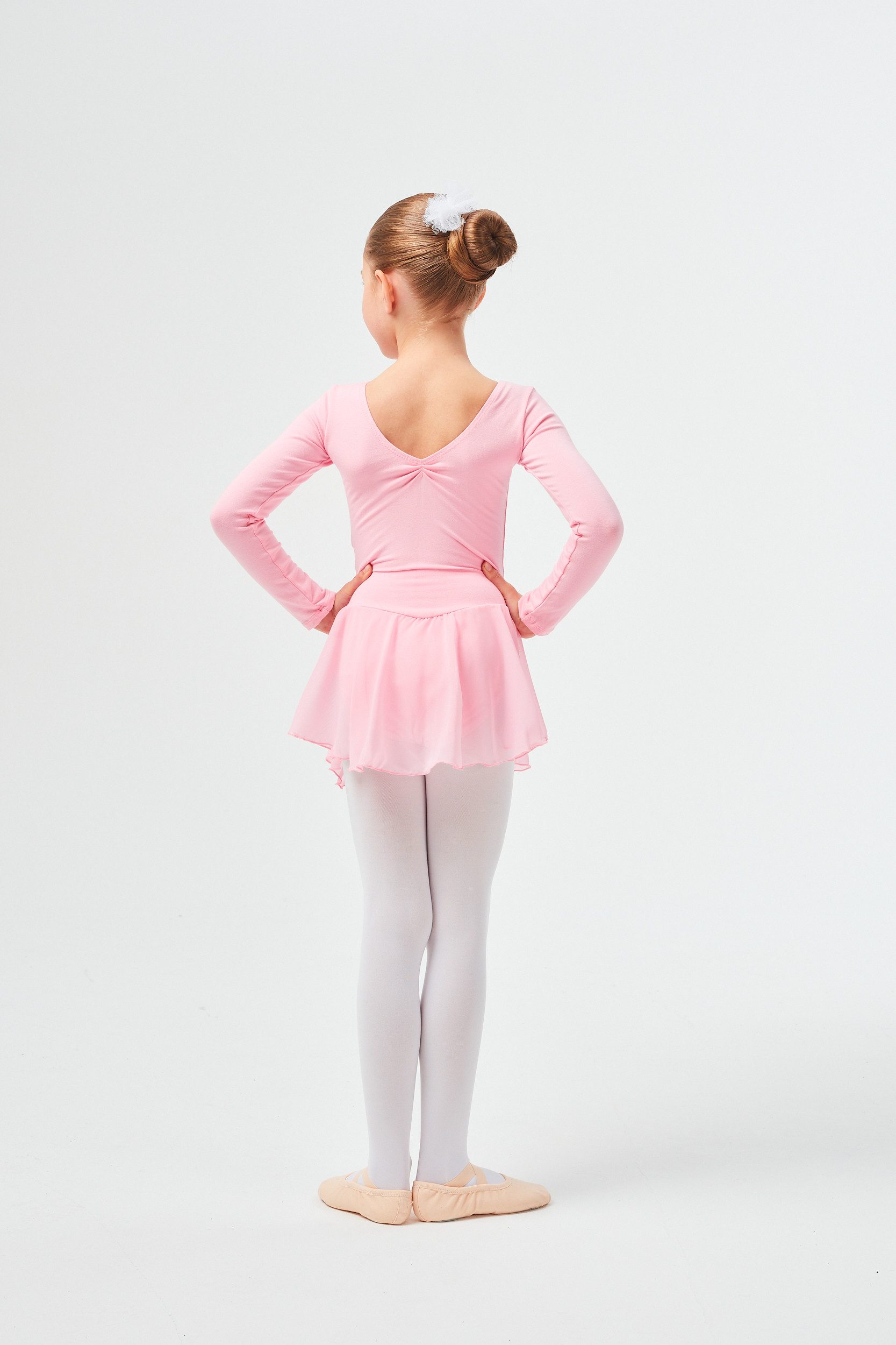 tanzmuster Chiffonkleid Ballettkleid Anna mit Glitzersteinen Mädchen Ballettbody mit Chiffon Röckchen – Bild 4 von 5