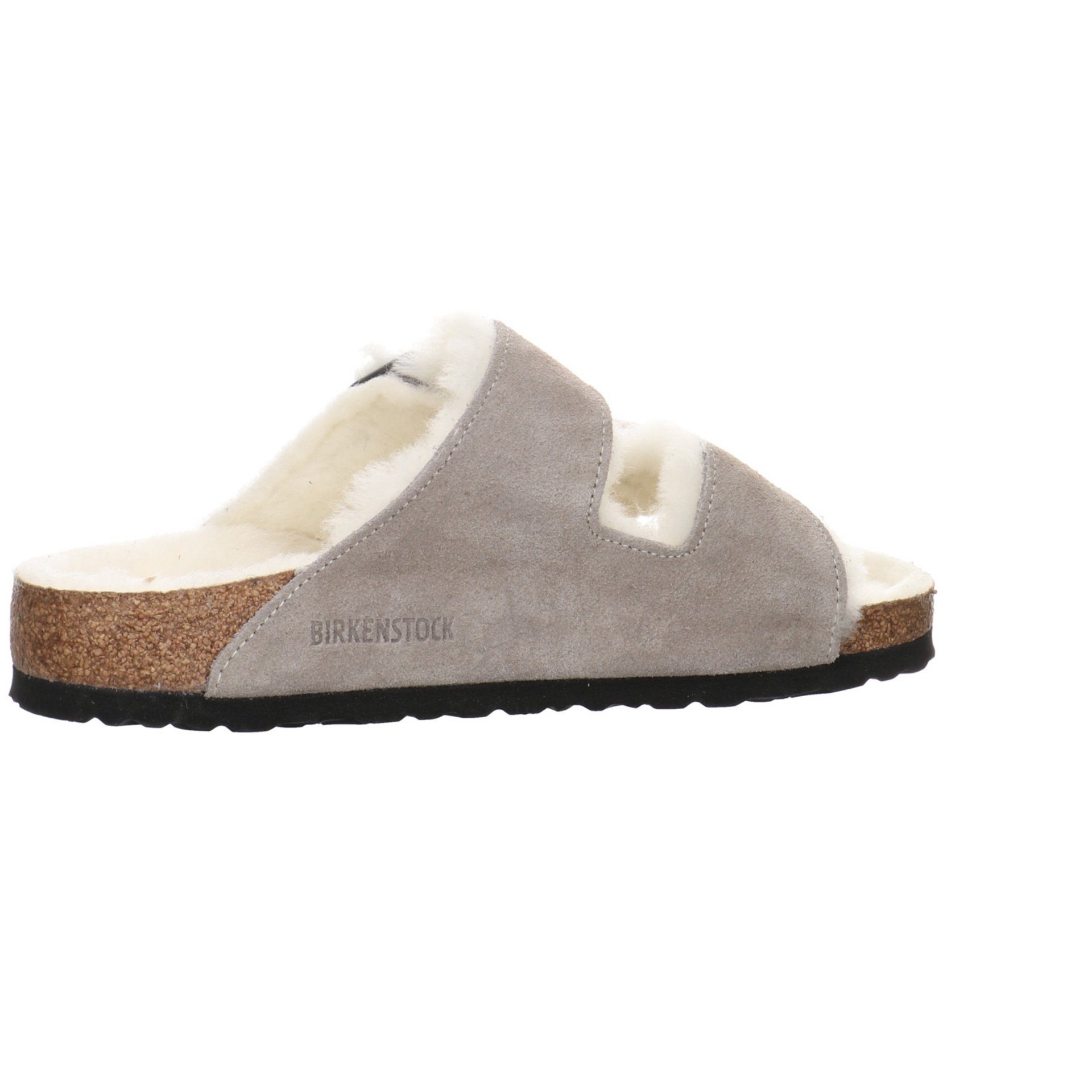 Birkenstock Damen Pantoletten Sandalen Hausschuh Veloursleder stone coin