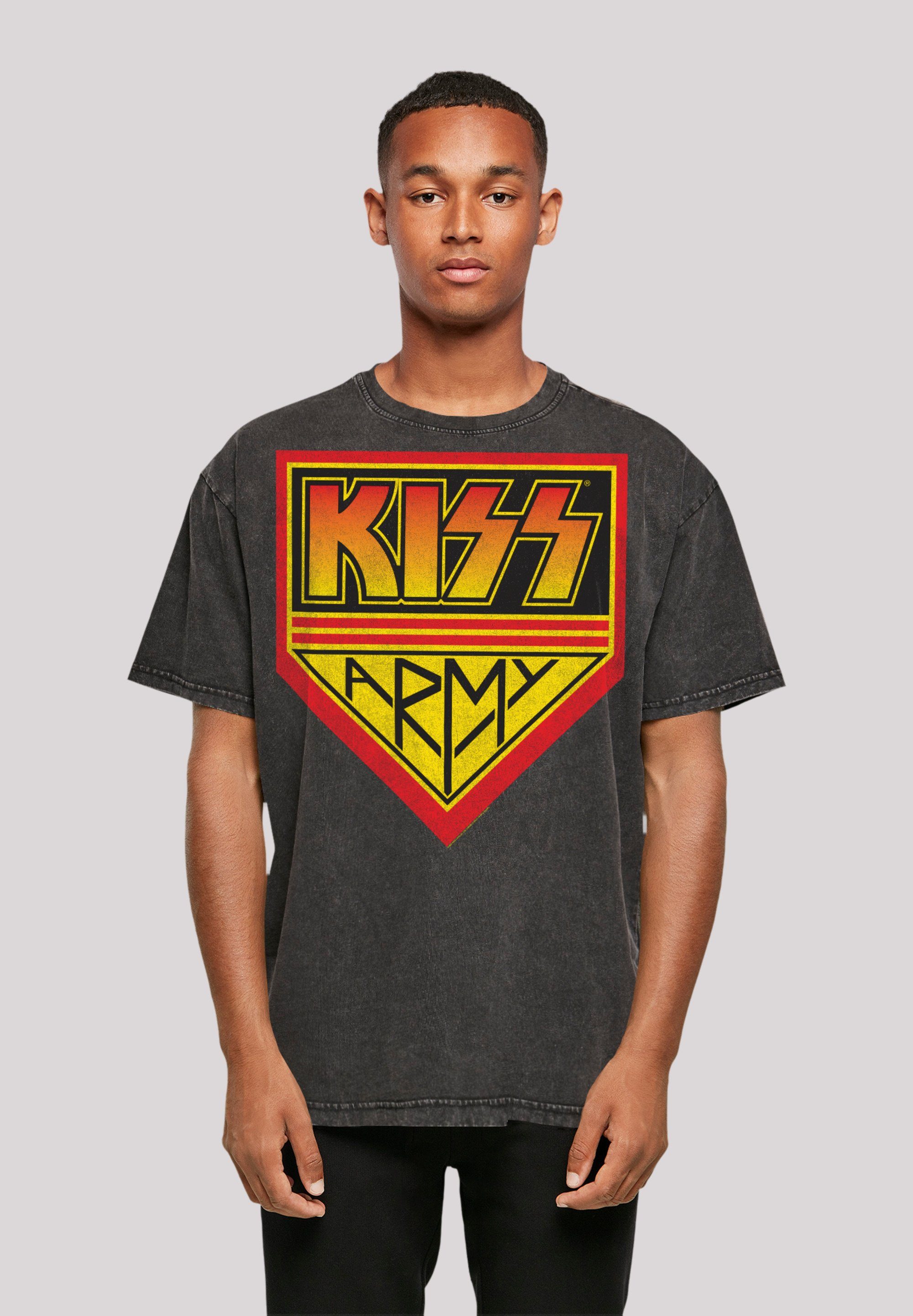 Logo T-Shirt schwarz Off F4NT4STIC Qualität, Musik, Premium Kiss Army Rock Rock Band By
