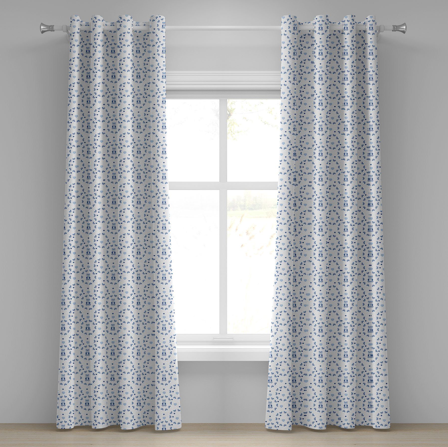 [Beliebter Standard] Gardine Dekorative 2-Panel-Fenstervorhänge für Abakuhaus, Wohnzimmer, Schlafzimmer Teddybären Ribbons Kindergarten