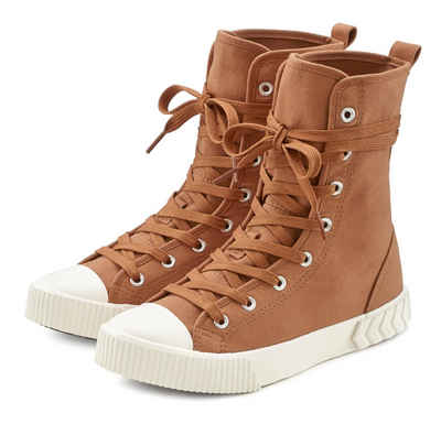 LASCANA Stiefelette im Combat Look, High Top Кросівки, Schnürschuh, Textil-Boots