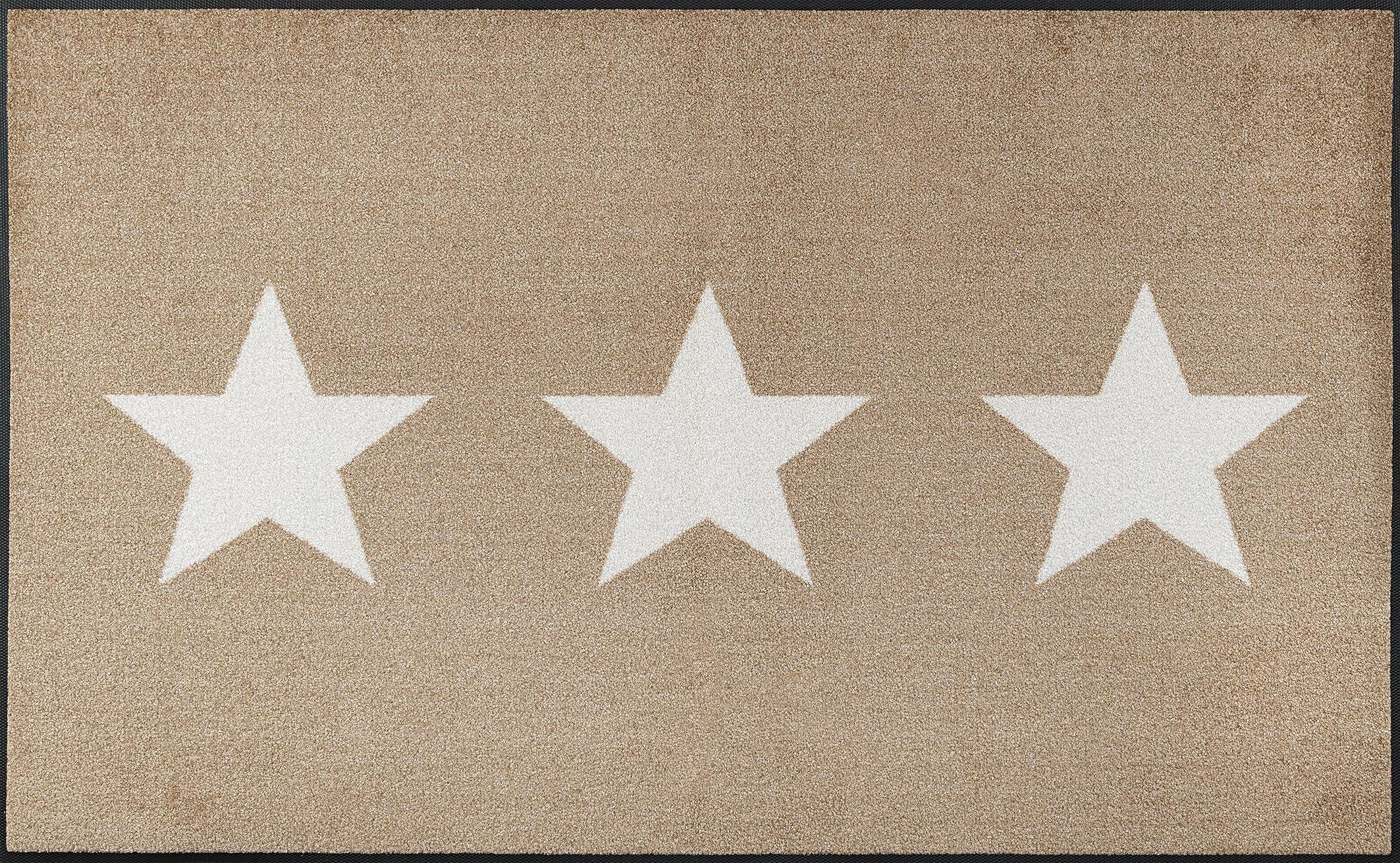 Läufer Stars, Motiv Schmutzfangläufer, mm, waschbar beige Sterne, rechteckig, by rutschhemmend, 7 Kleen-Tex, Höhe: wash+dry