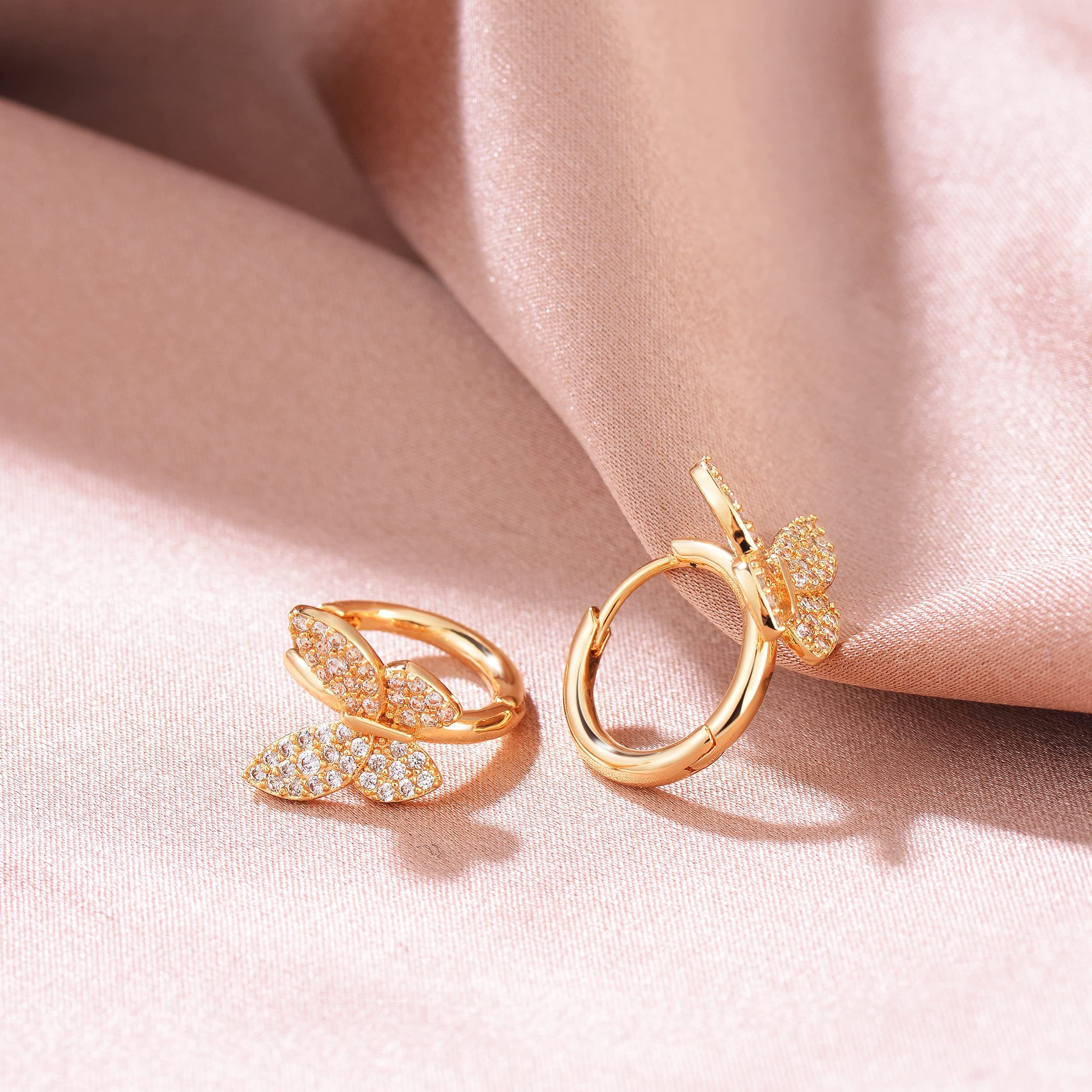 Gold Star Damen Rose Style Ohrringe, Damenmode POCHUMIDUU Gold Ohrringe Ohrhänger Rose Paar